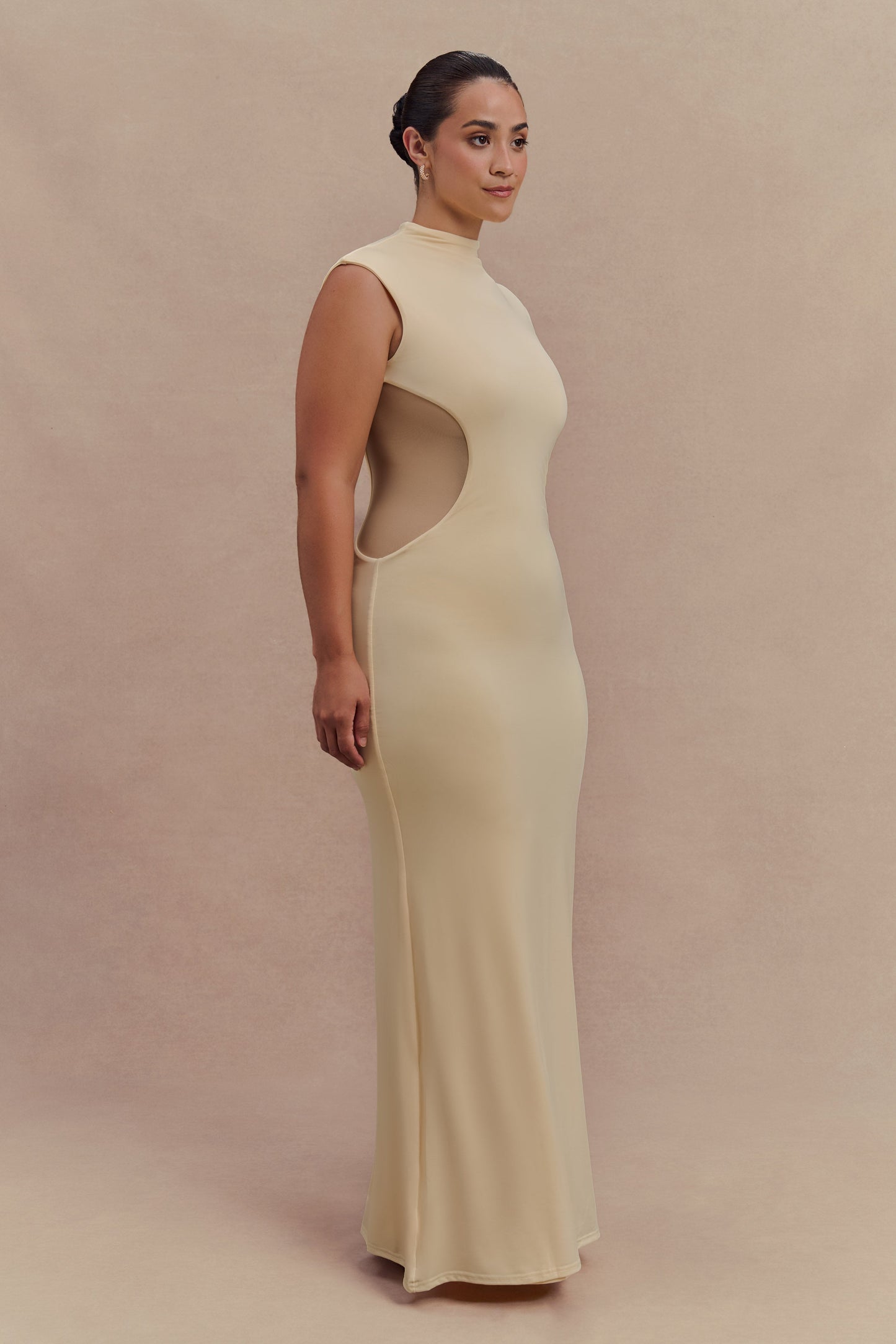 Robe Maxi Massie en Mousseline et Maille - Citron