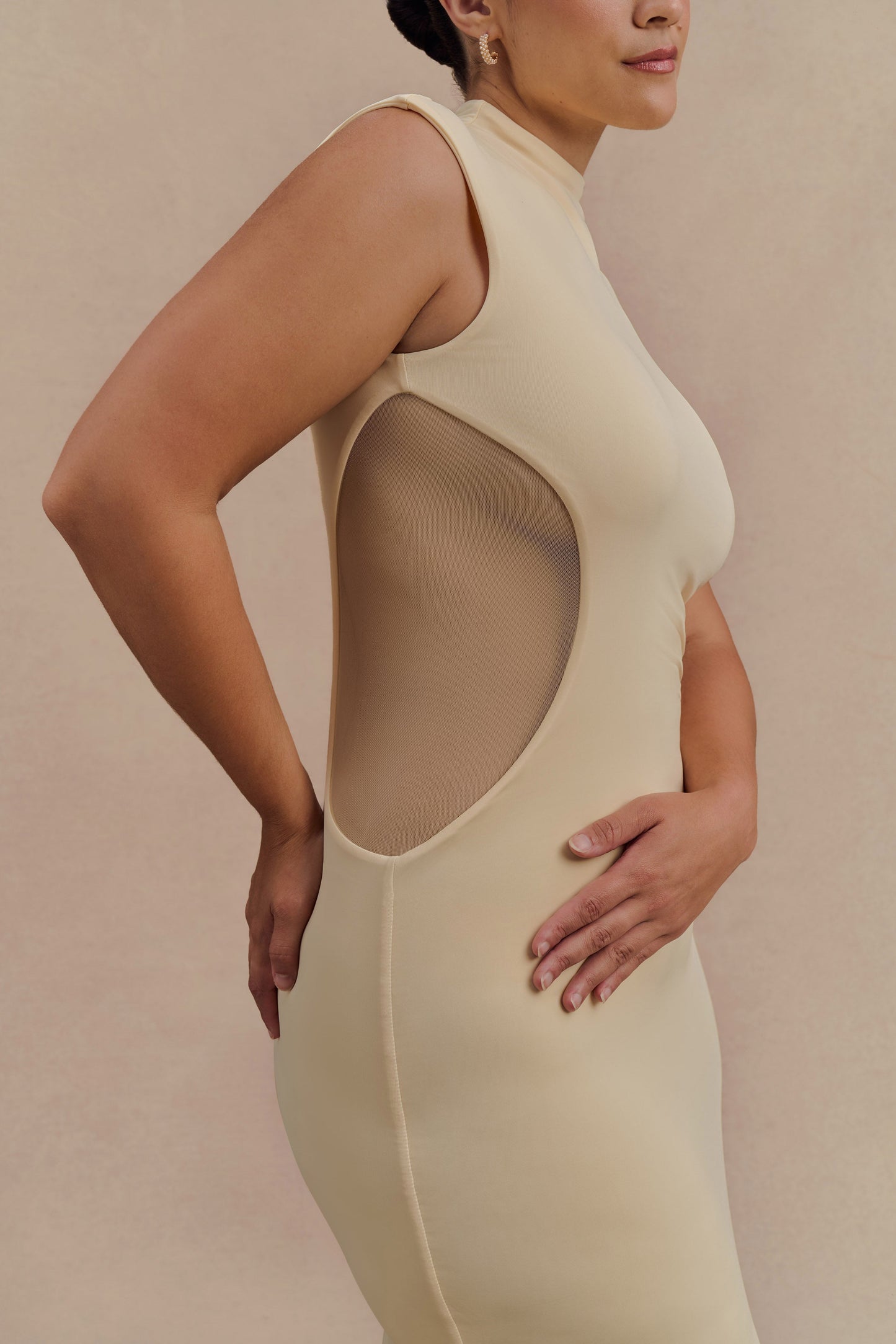 Robe Maxi Massie en Mousseline et Maille - Citron