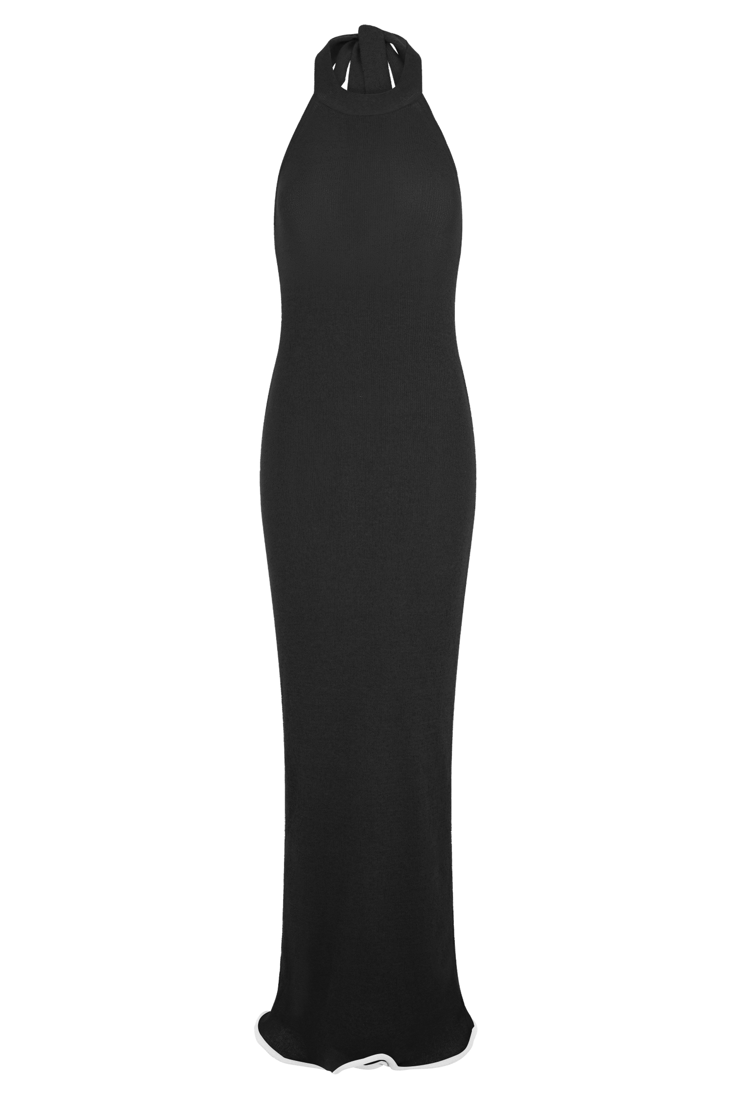 Robe Maxi Tricot Melodie à Manches Frangées - Noir/Blanc