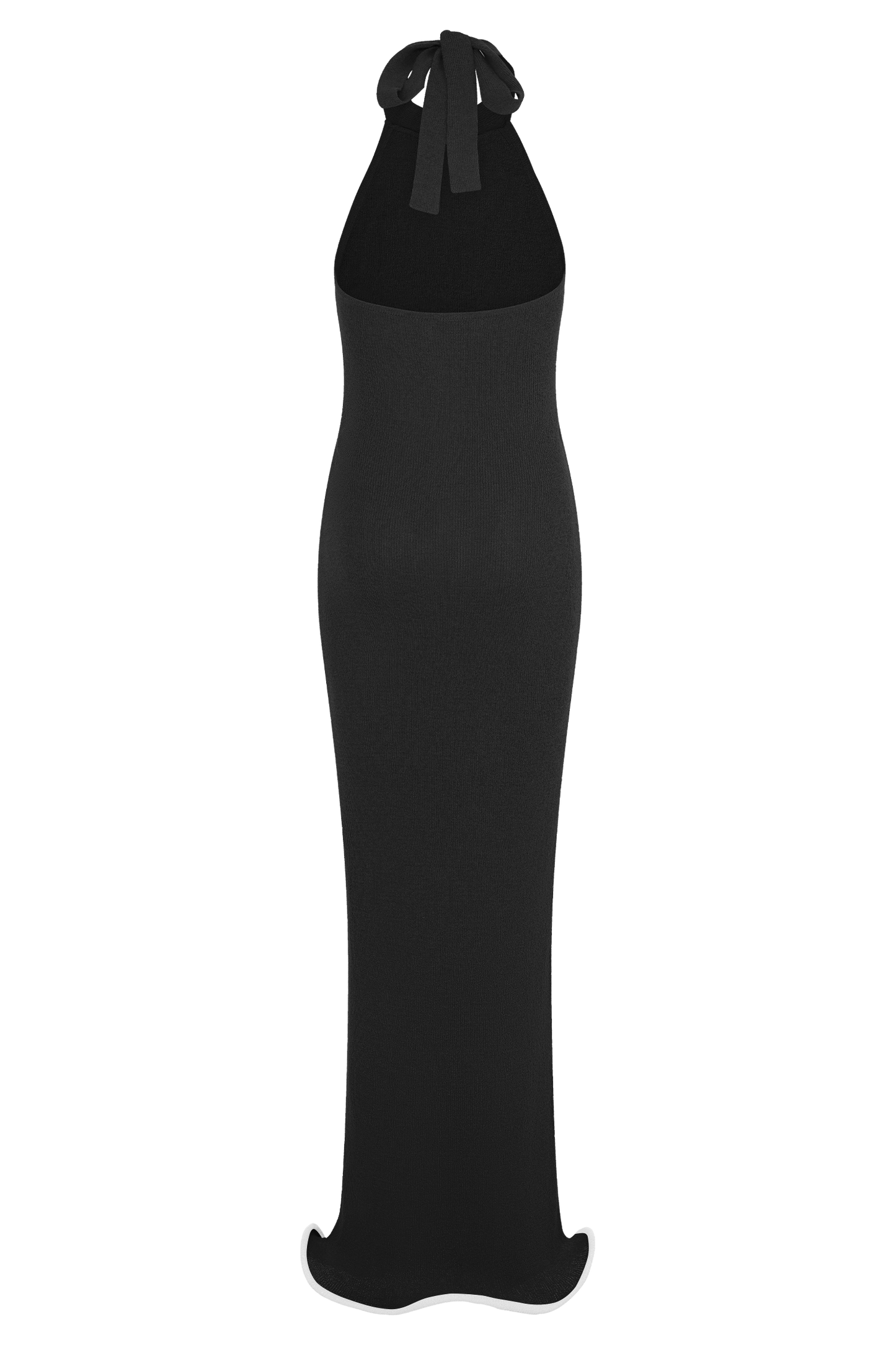 Robe Maxi Tricot Melodie à Manches Frangées - Noir/Blanc