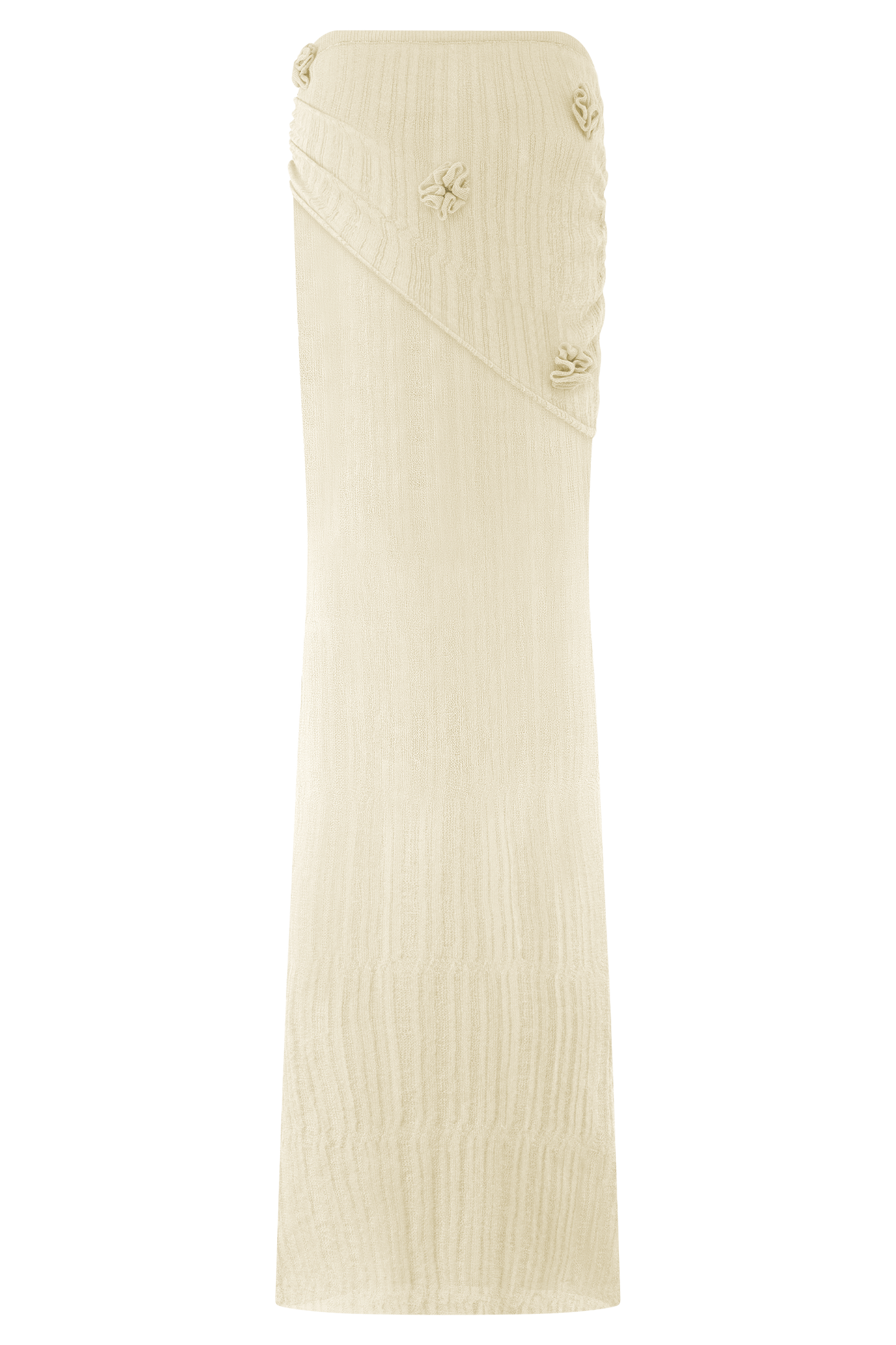 Jupe Maxi Tricotée Motif Orchidée Orianna - Ivoire