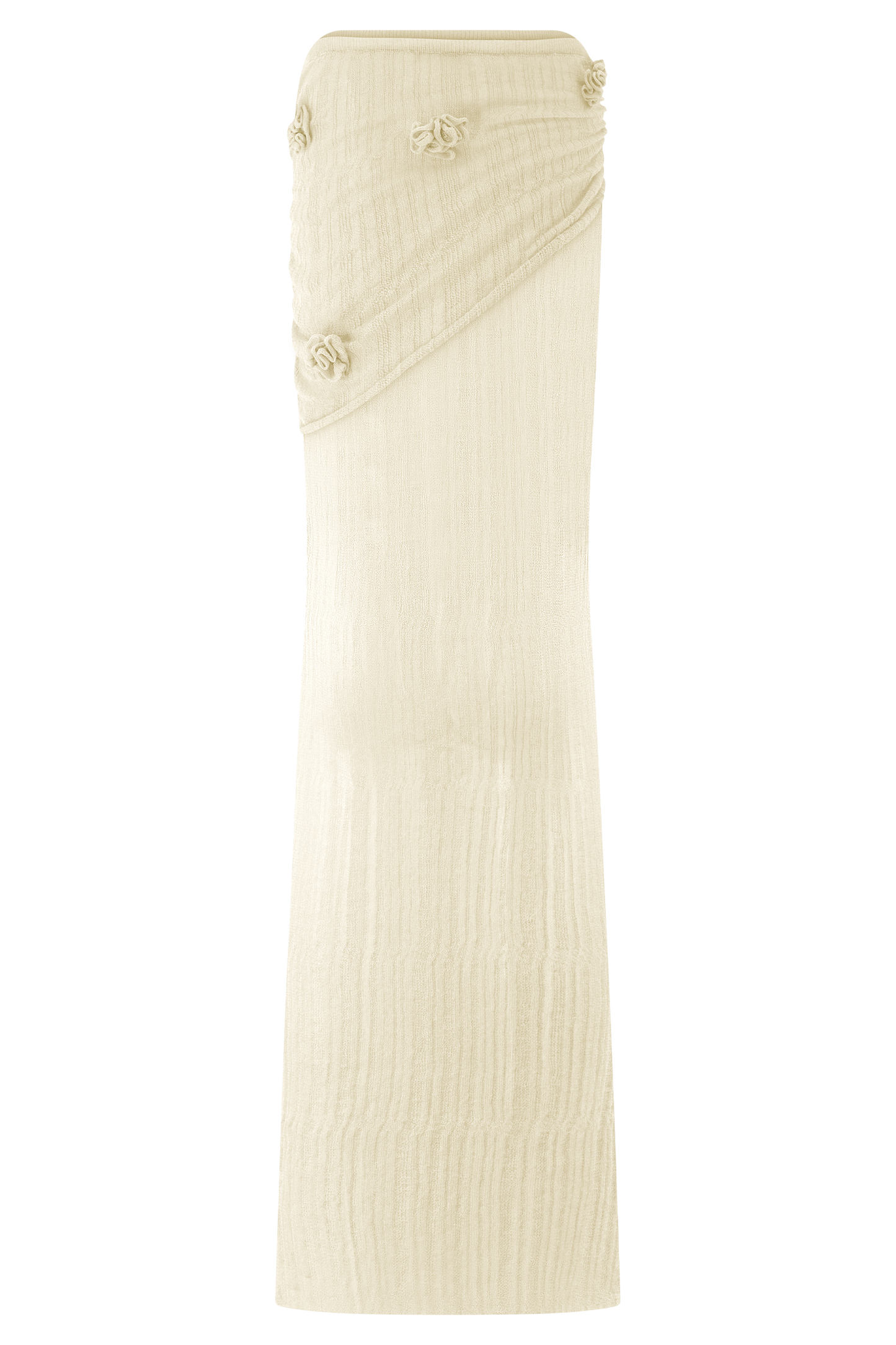 Jupe Maxi Tricotée Motif Orchidée Orianna - Ivoire