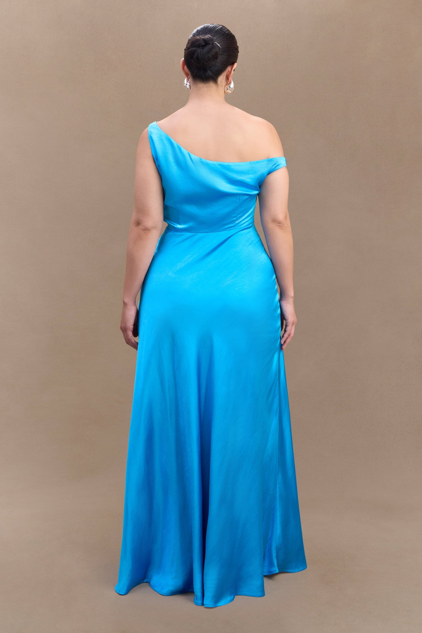 Robe Maxi Jacinta à une épaule - Bleu Cyan