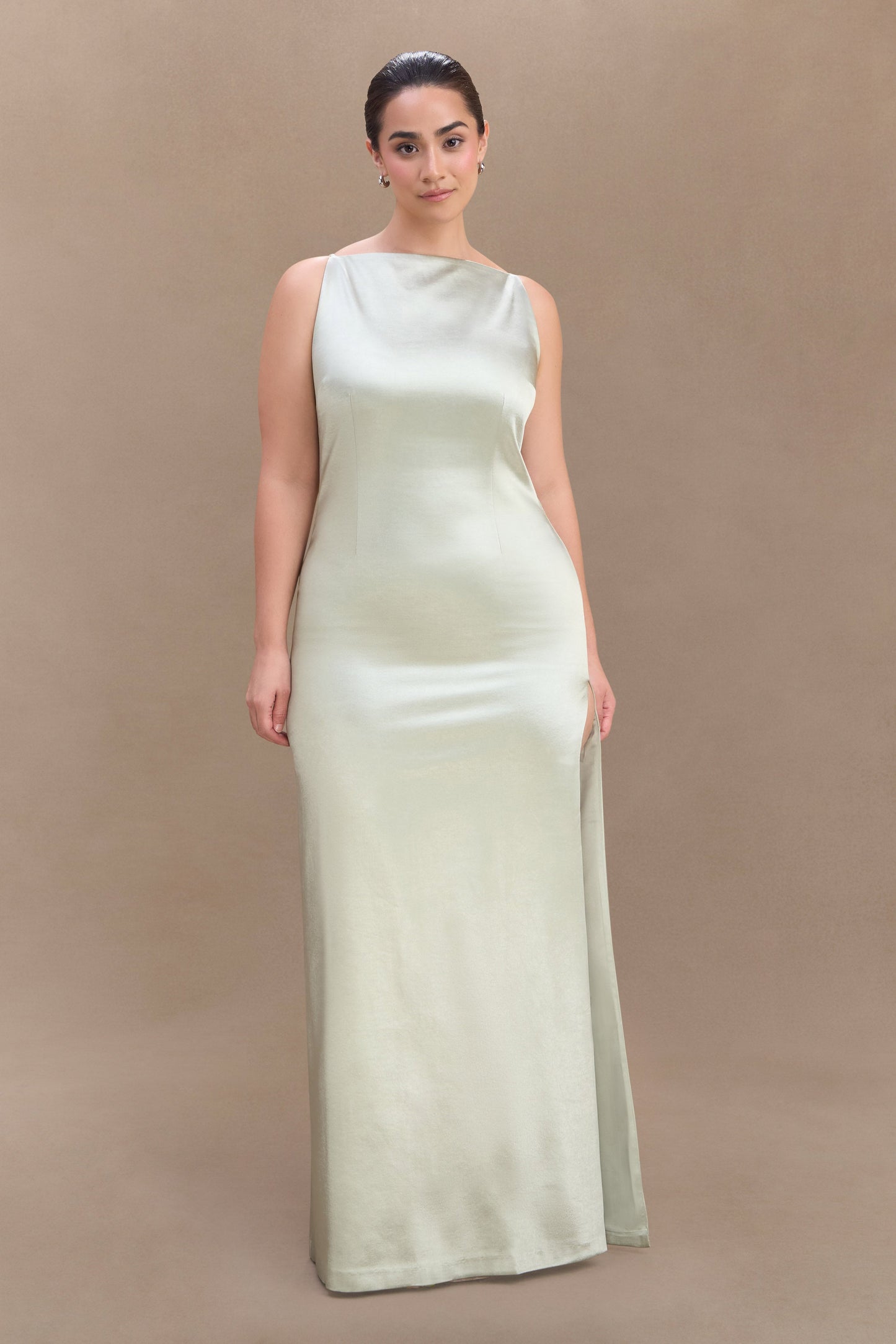 Robe maxi en satin violet sans manches - SAGE