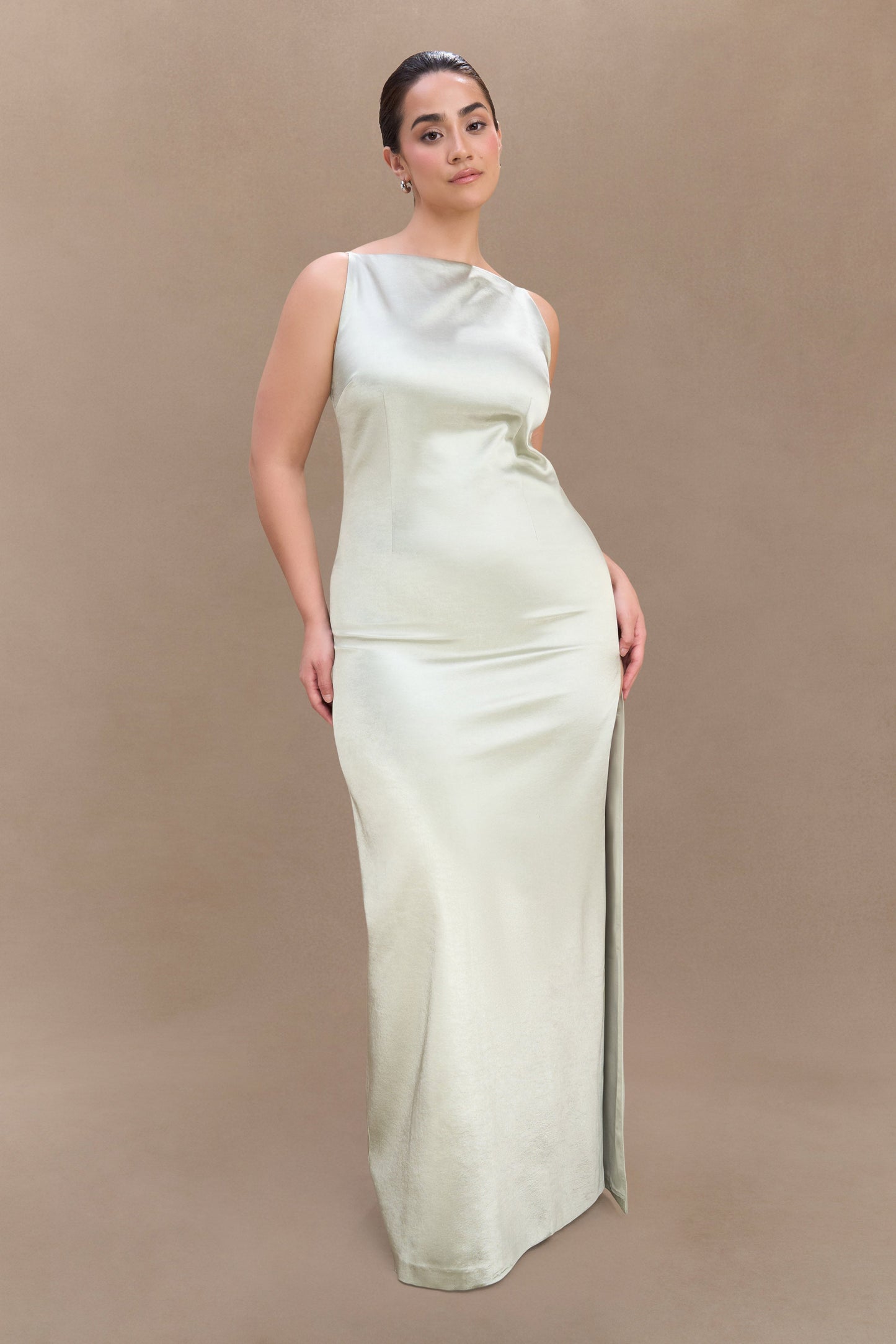 Robe maxi en satin violet sans manches - SAGE
