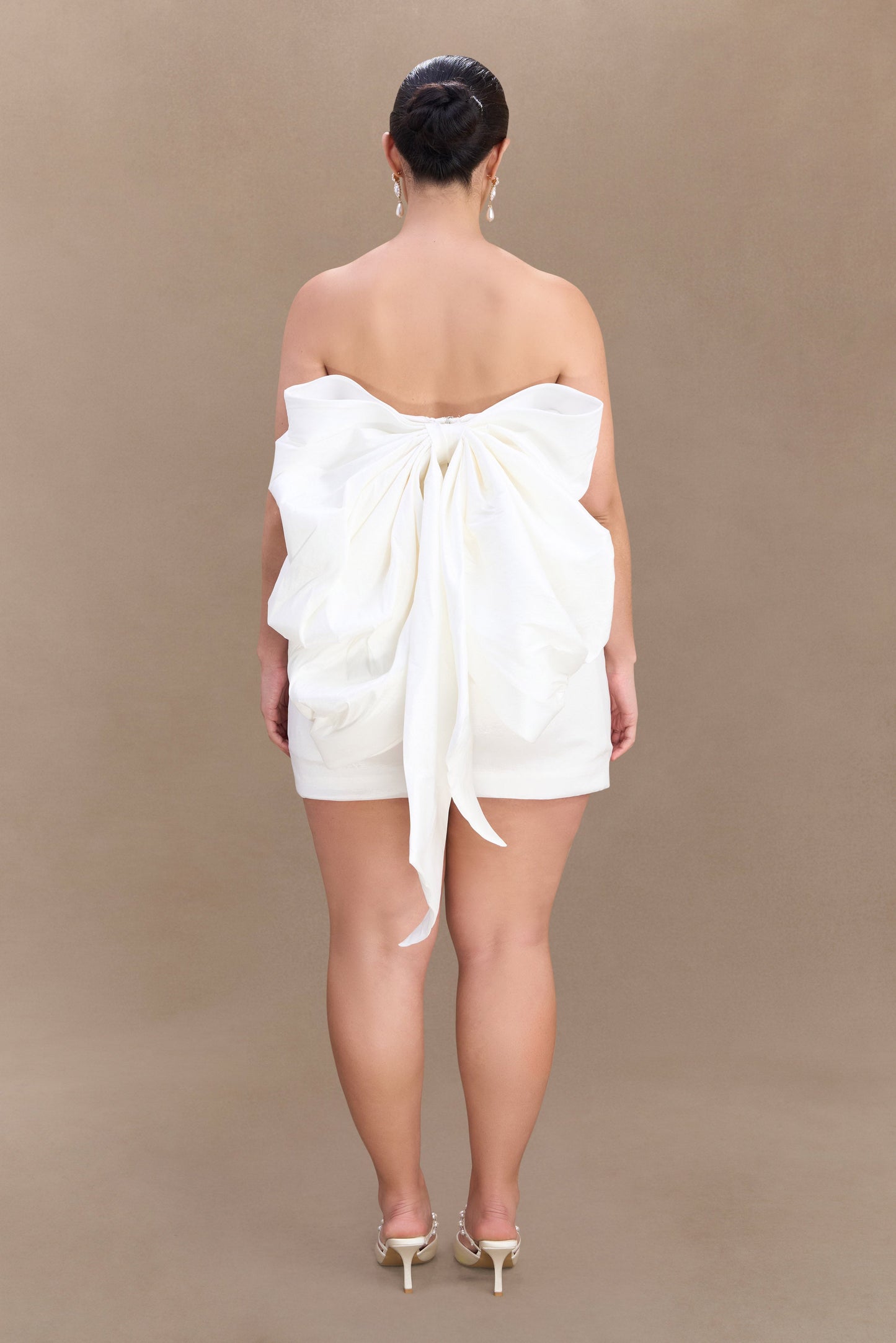 Mini-robe Suzette en taffetas avec nœud - Blanc