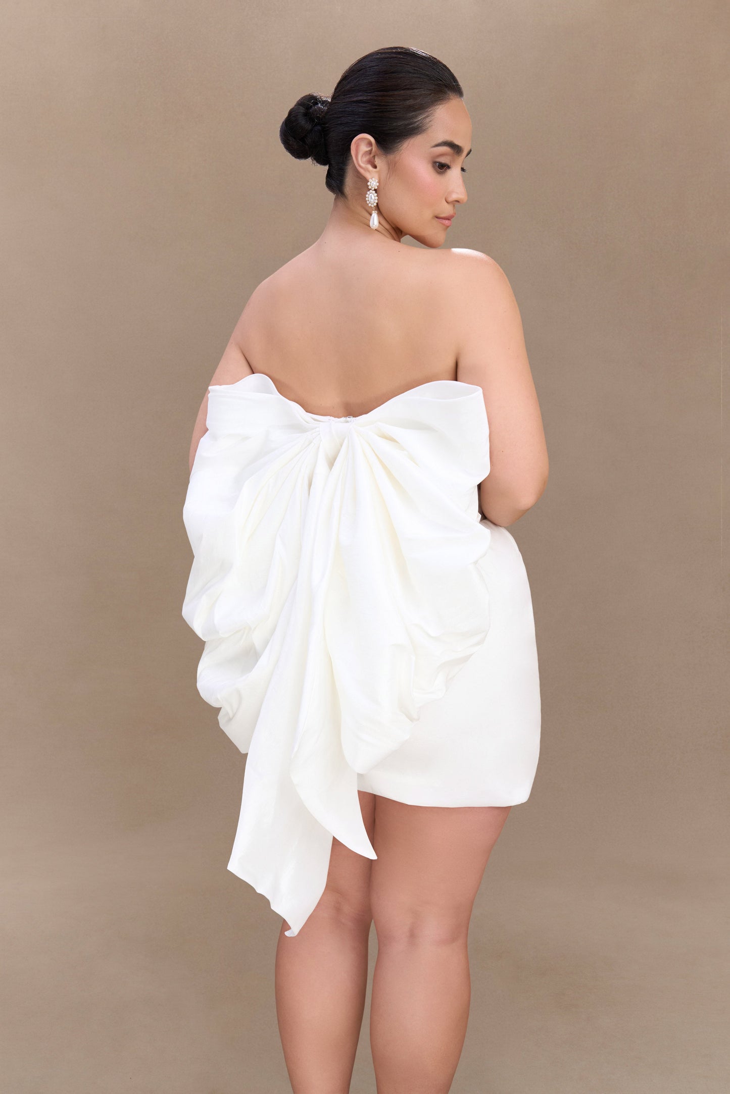 Mini-robe Suzette en taffetas avec nœud - Blanc