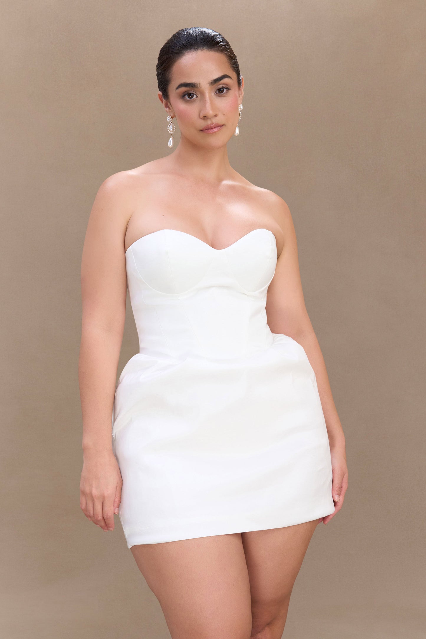 Mini-robe Suzette en taffetas avec nœud - Blanc