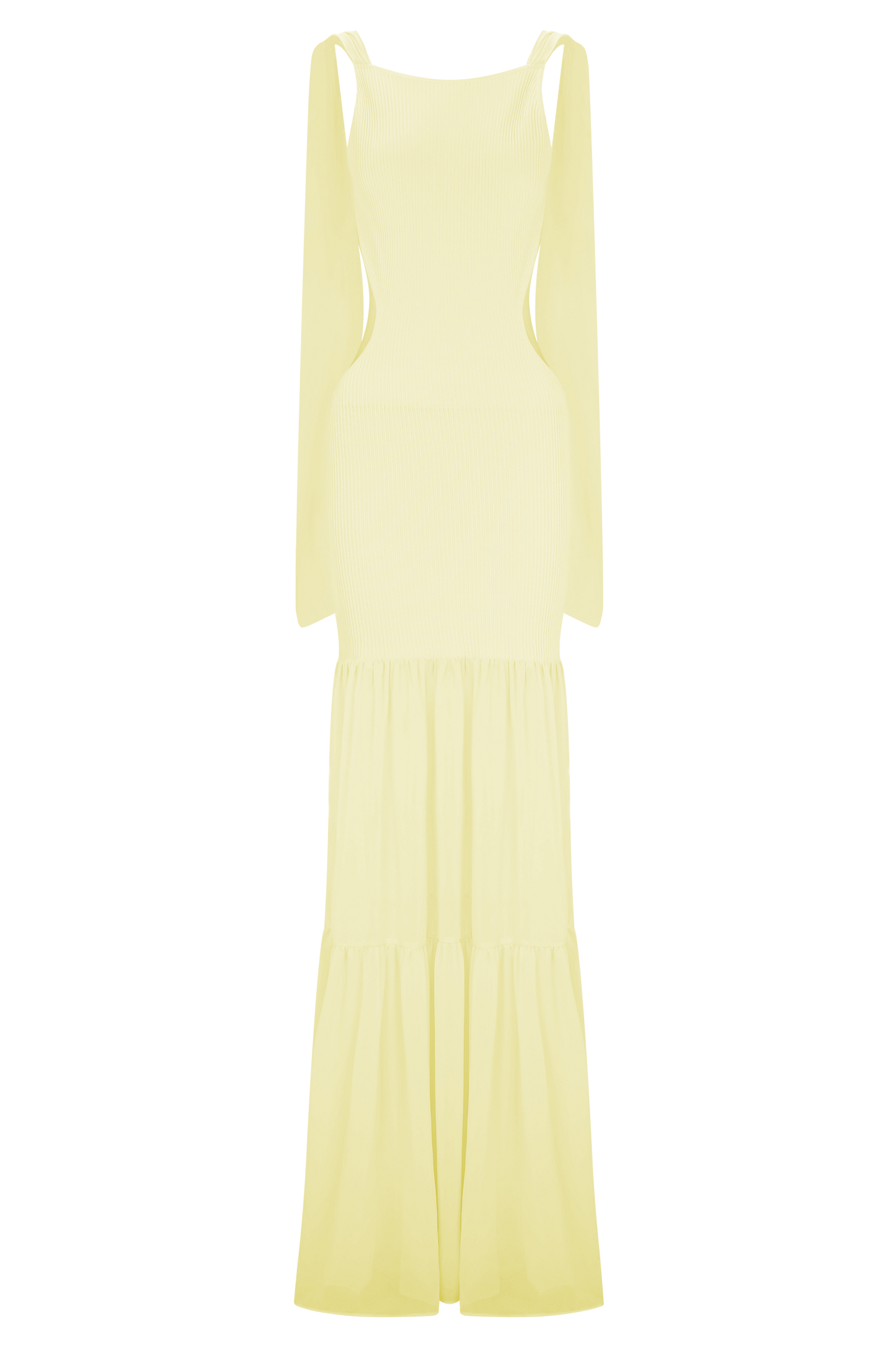 Haille Robe Maxi en Chiffon Tricoté - Citron
