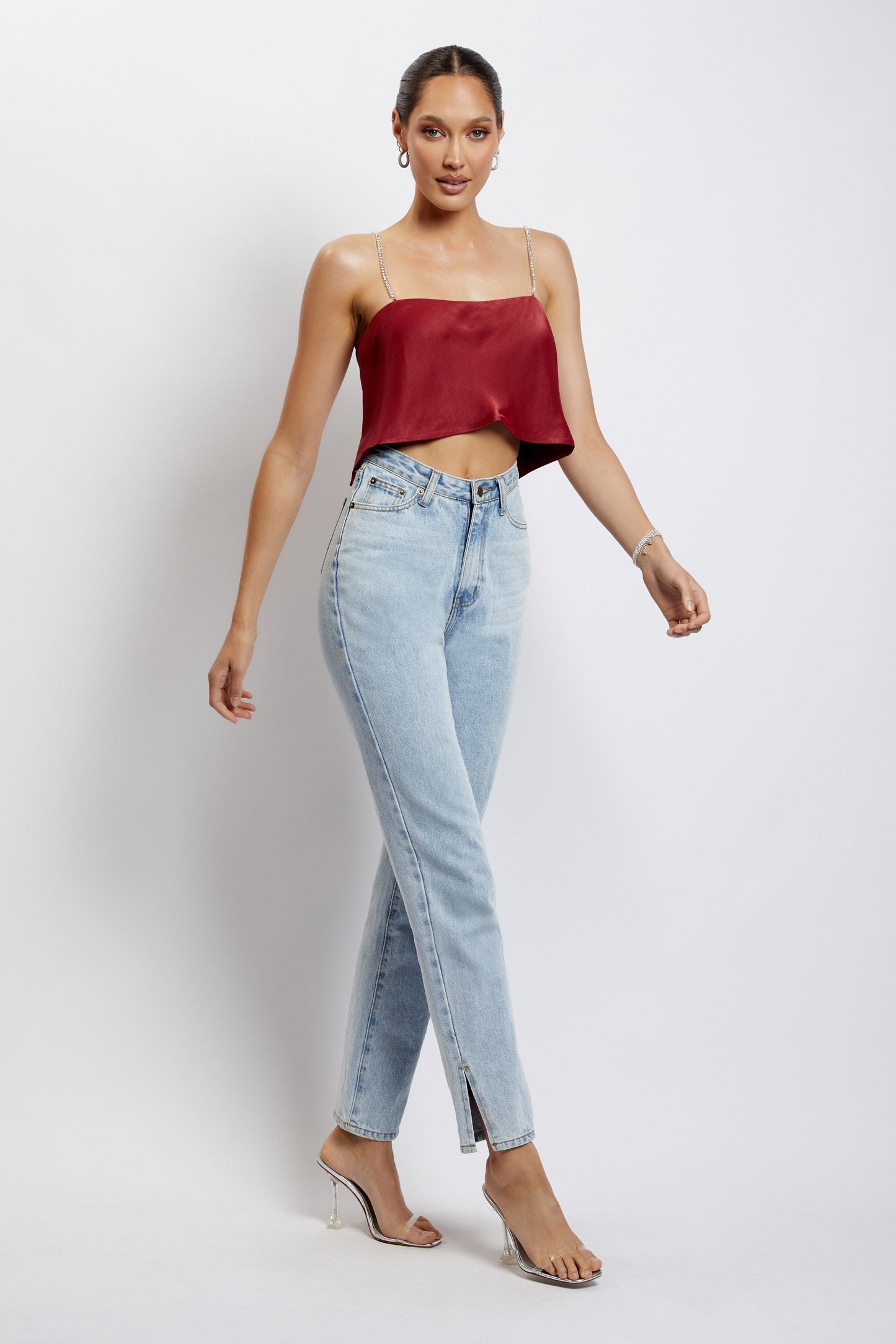 Crop Top droit Dayana - Vin rouge