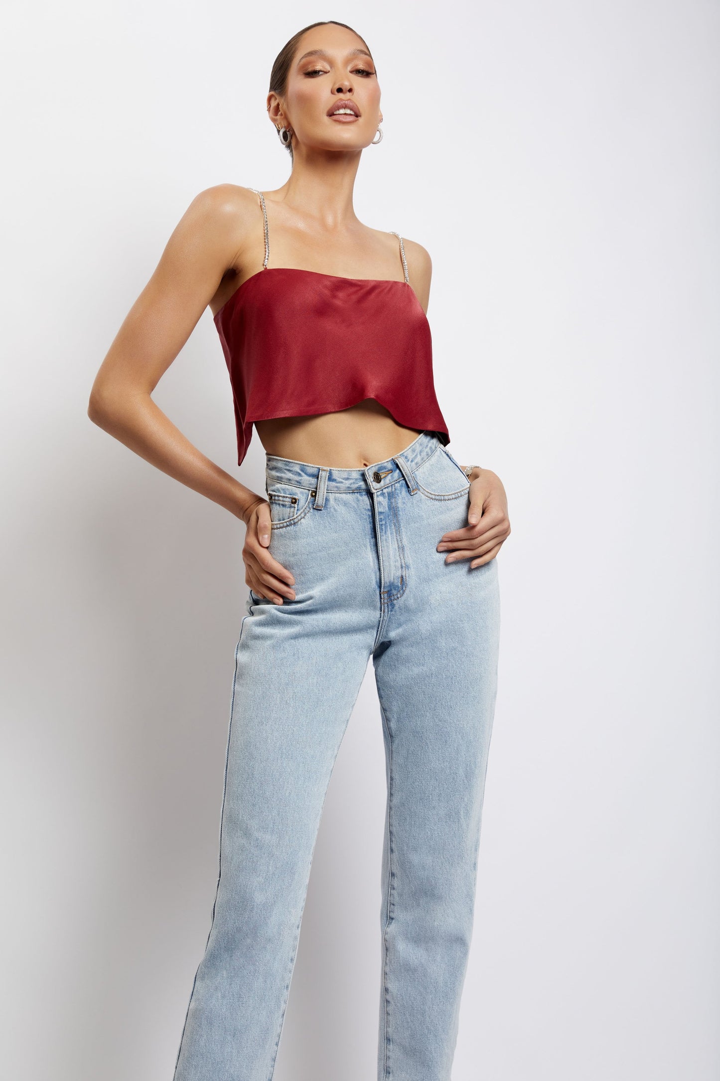 Crop Top droit Dayana - Vin rouge