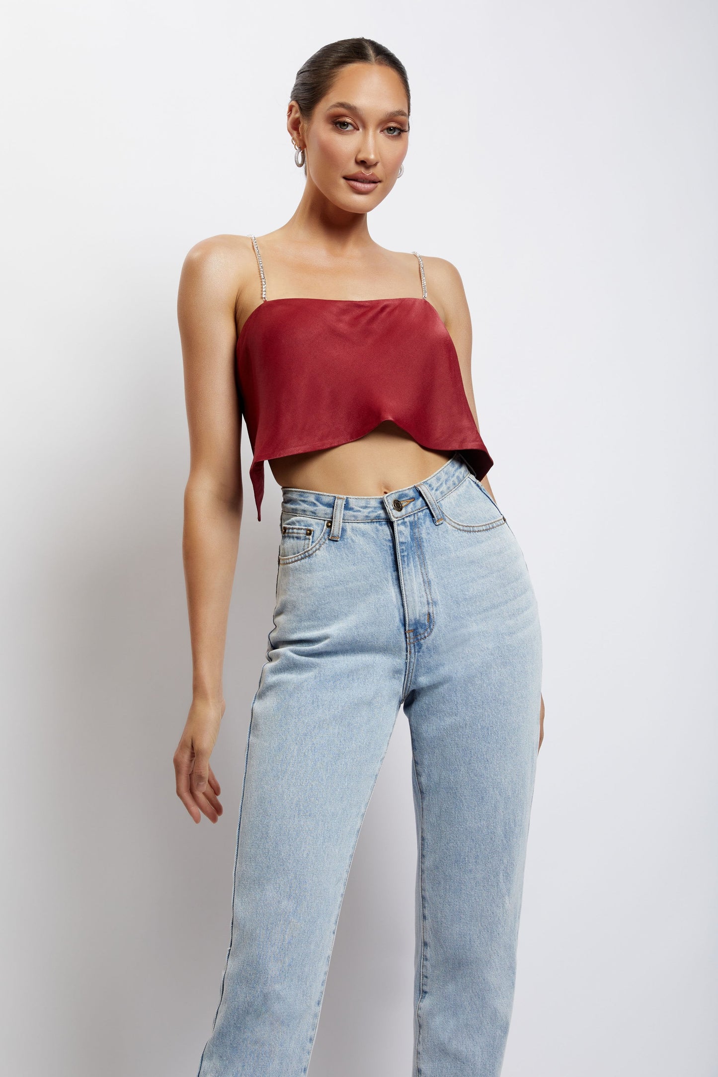 Crop Top droit Dayana - Vin rouge
