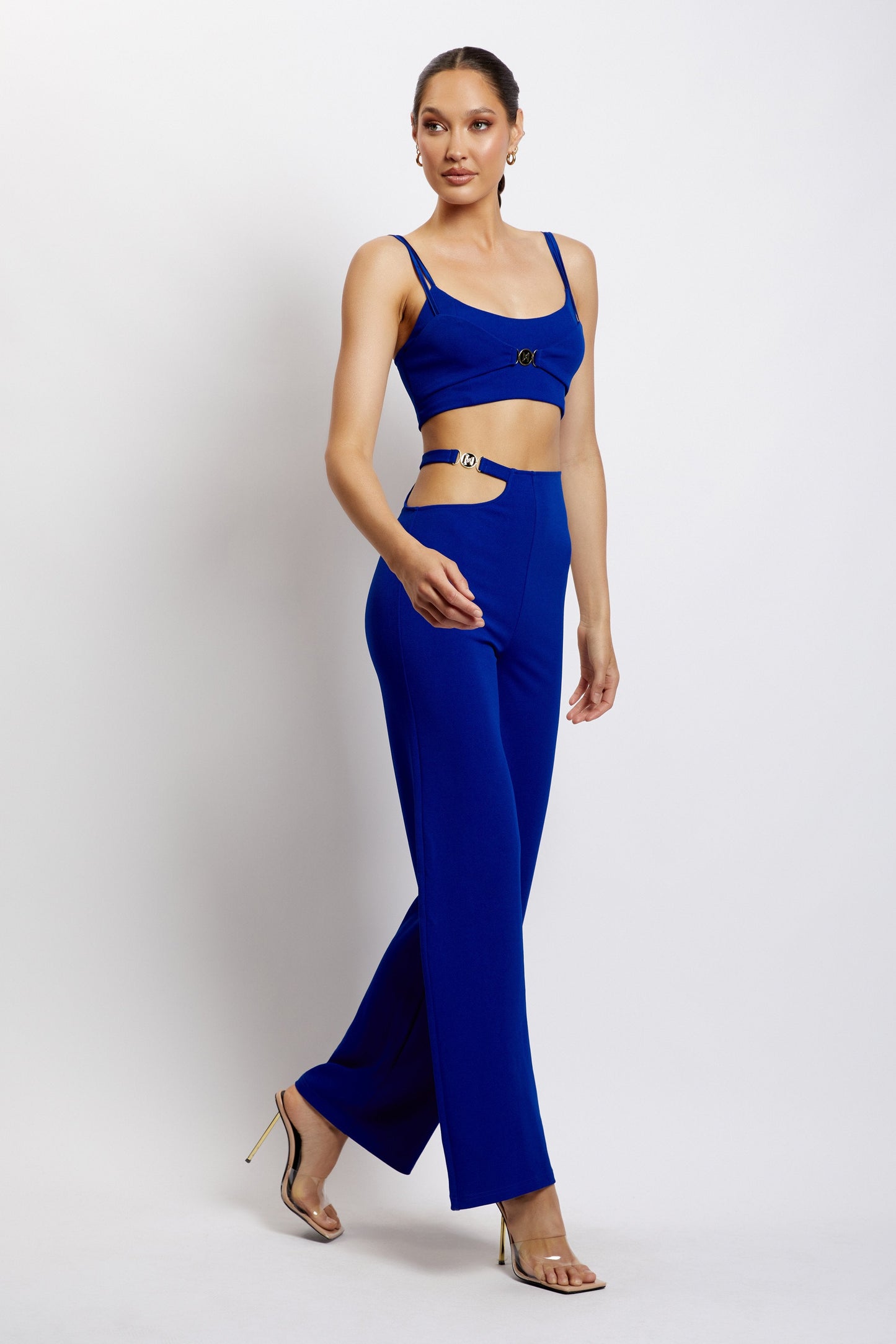Crop top Blythe à double bretelles - Bleu cobalt