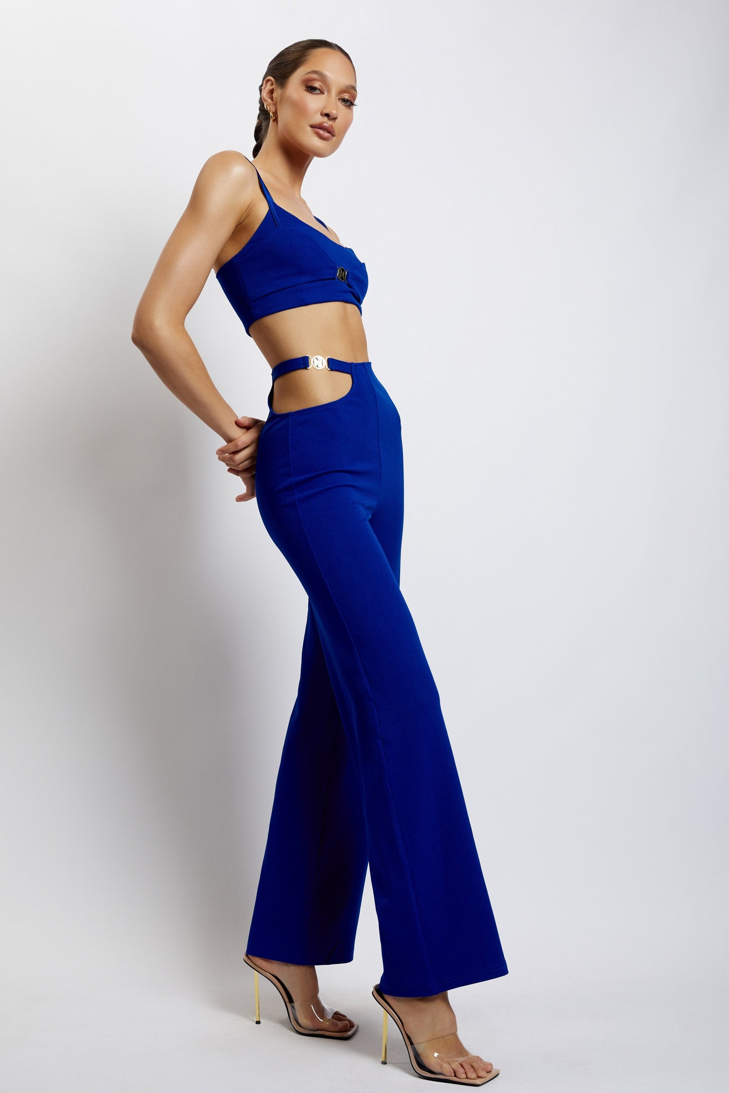 Crop top Blythe à double bretelles - Bleu cobalt