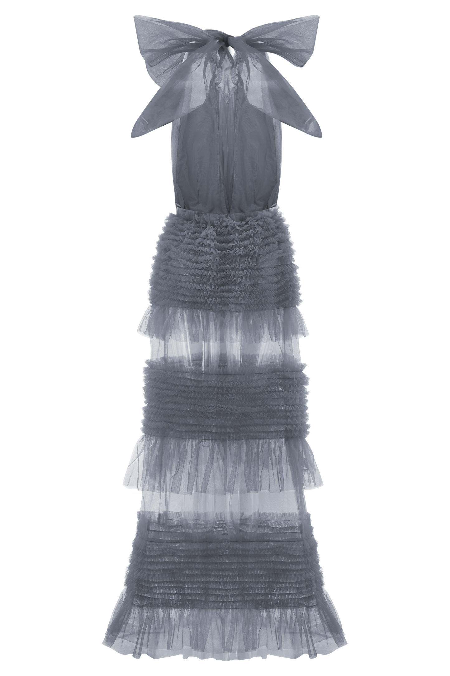 Minka Robe Maxi Halter à Volants en Maille - Bleu Cendré
