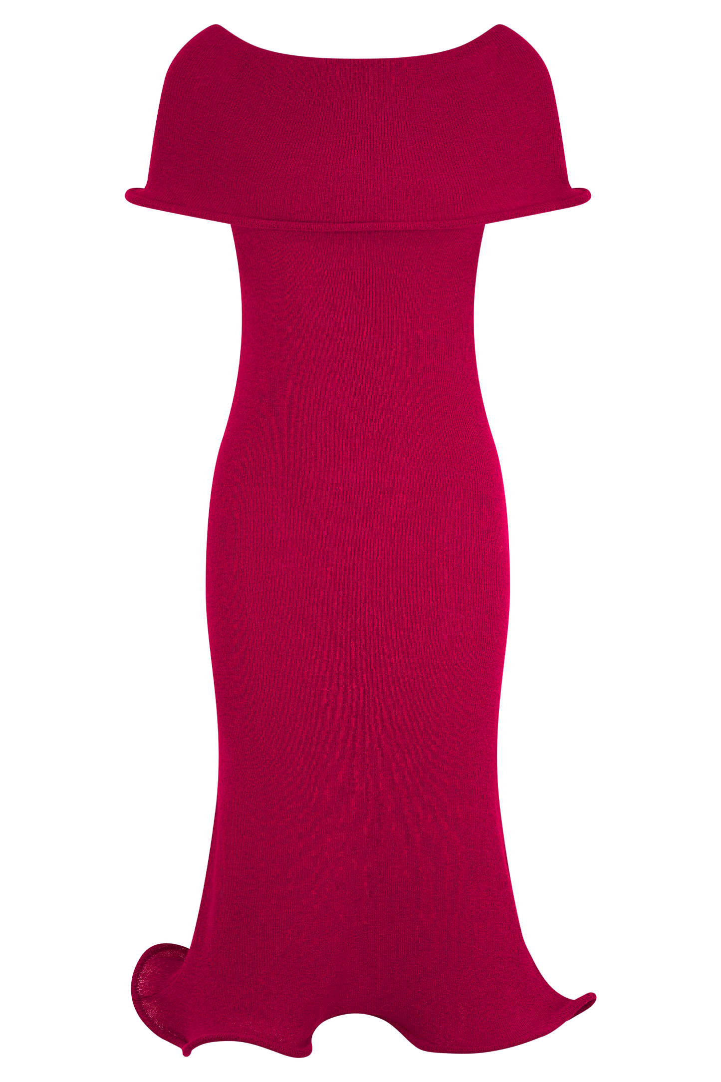 Molly Robe Mi-Longue en Tricot Décolletée - Framboise