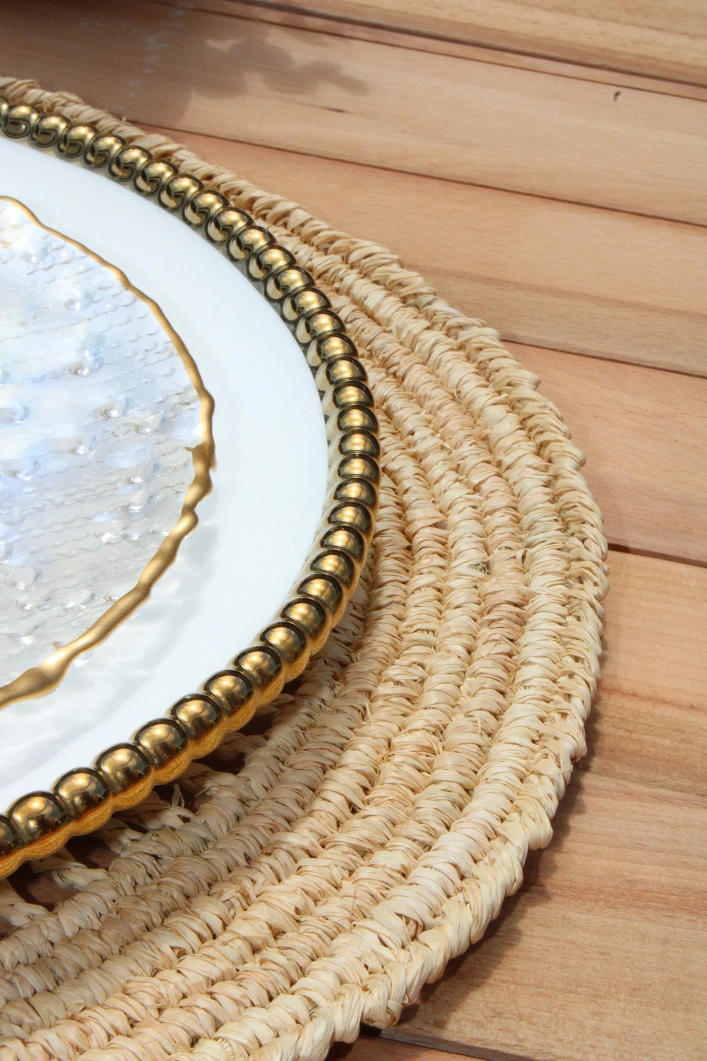 Napperon Tous Les Jours Raphia, Plateau de table en crochet tissé