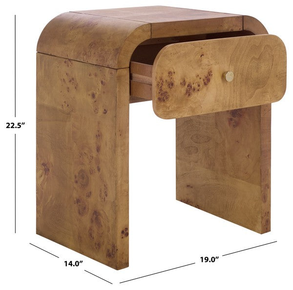 Table de chevet Hinata en bois naturel