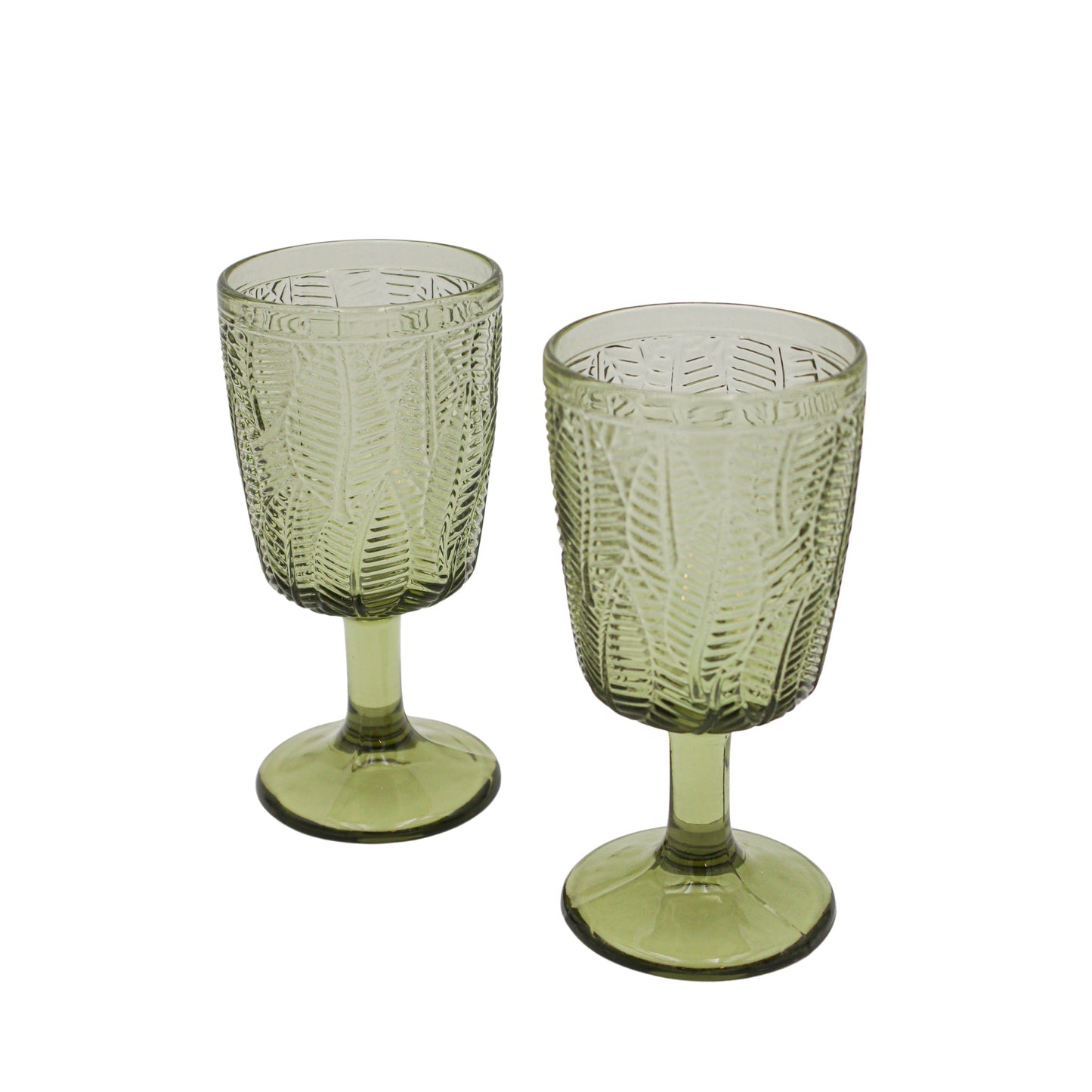 Verre à vin en feuille d'olivier vert avec gaufrage botanique (lot de 4)