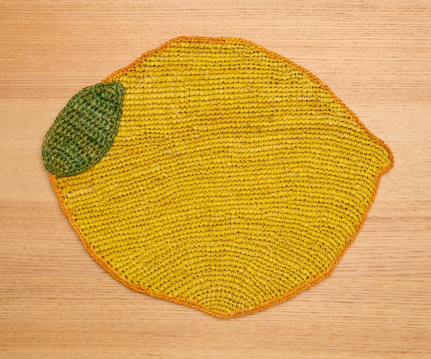 Set de table en raphia tissé à la main en forme de citron, décoration de table estivale