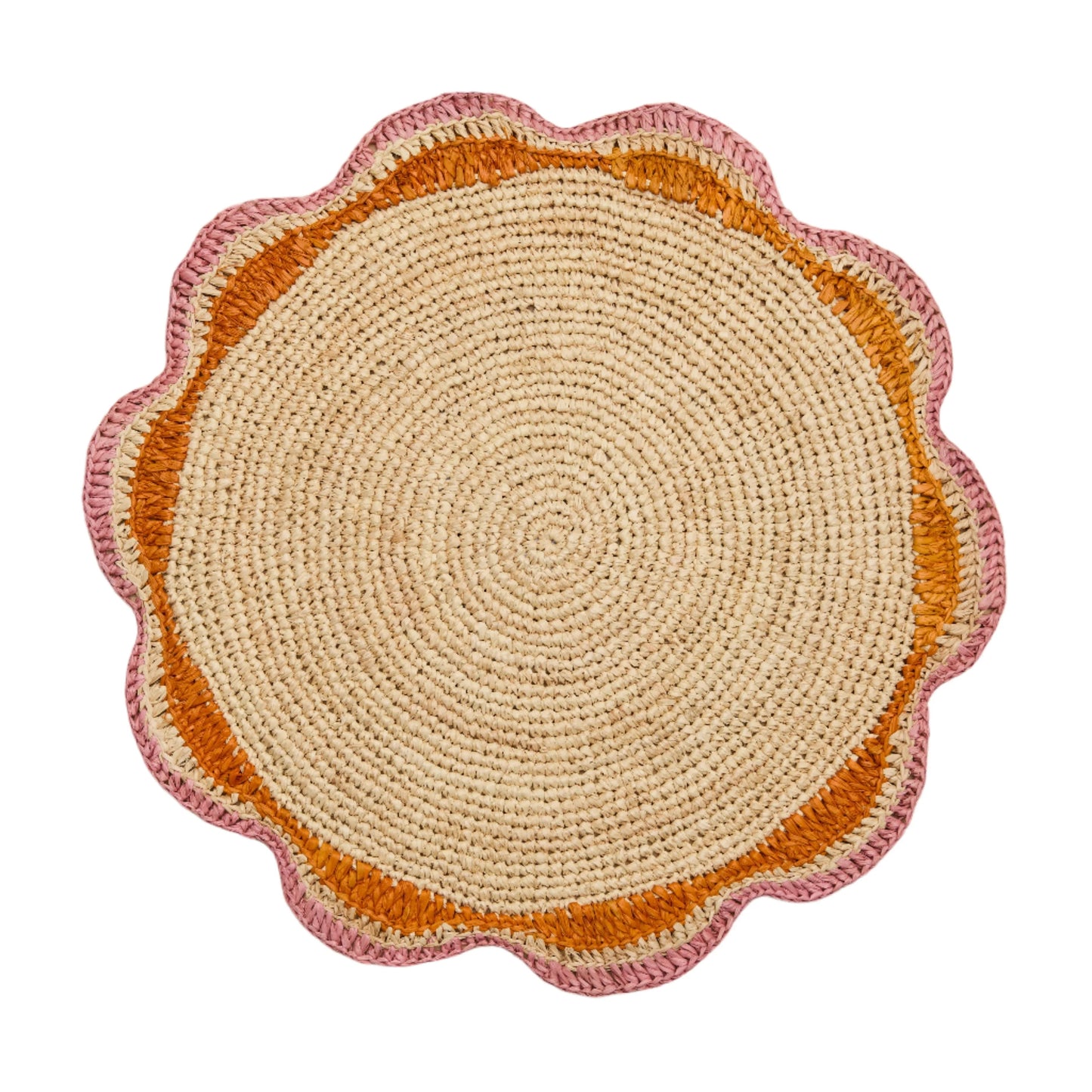 Set de table rond en raphia rose – 35,6 cm – Décoration de table pour fête de jardin et été