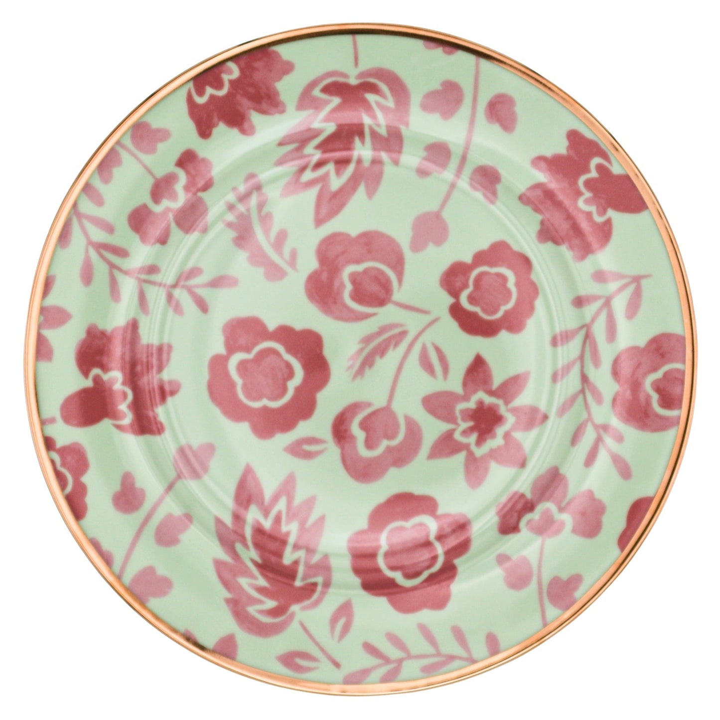 Assiette plate en forme de feuille, couleur pistache et litchi, avec bord doré peint à la main (lot de 4)