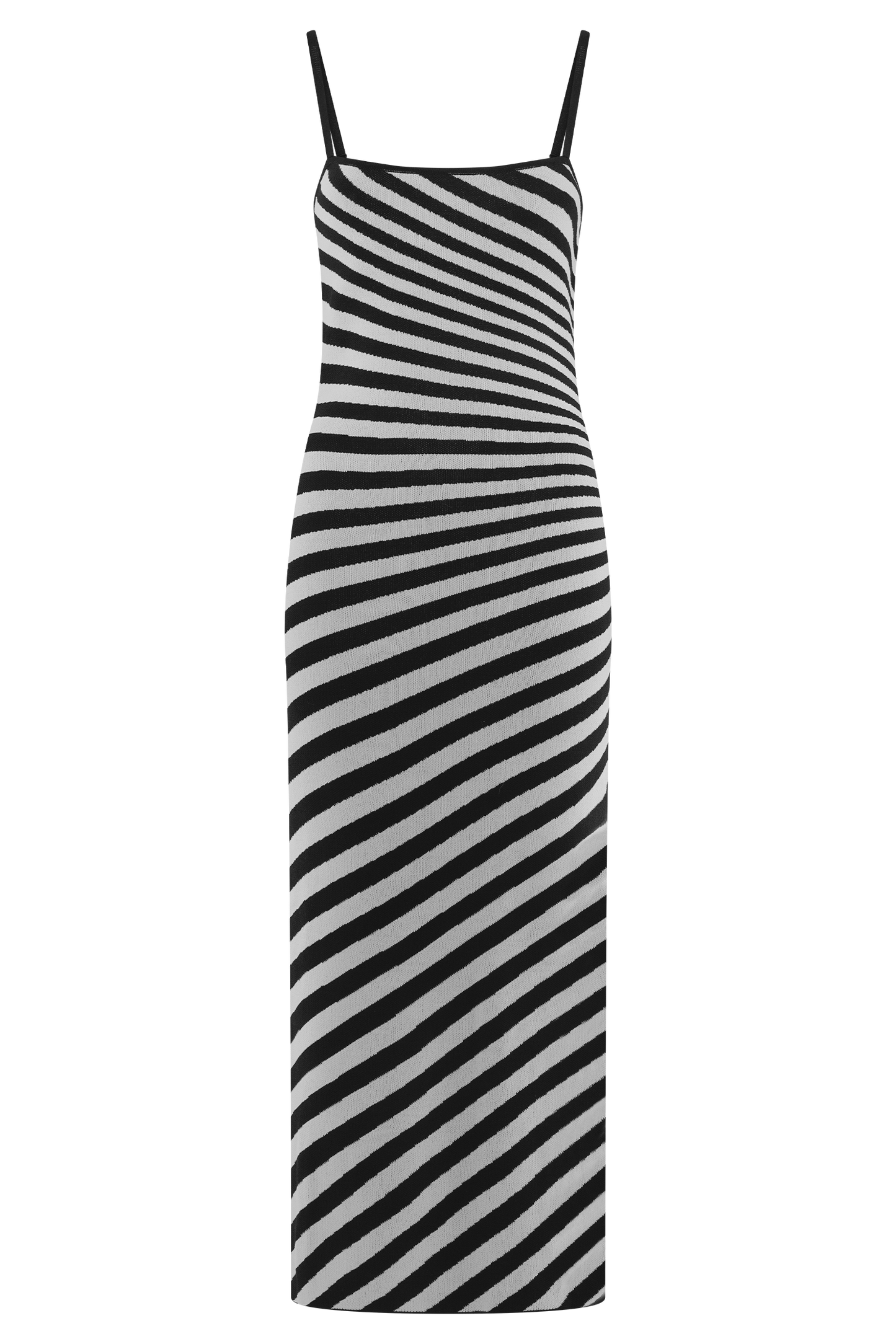 Robe mi-longue en jersey rayé Raven - Noir/Blanc