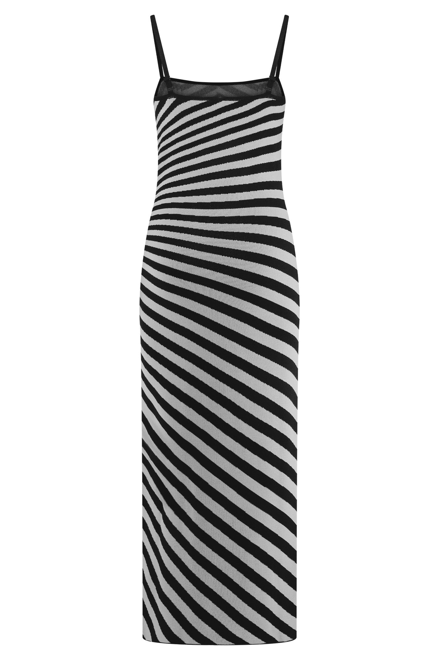 Robe mi-longue en jersey rayé Raven - Noir/Blanc