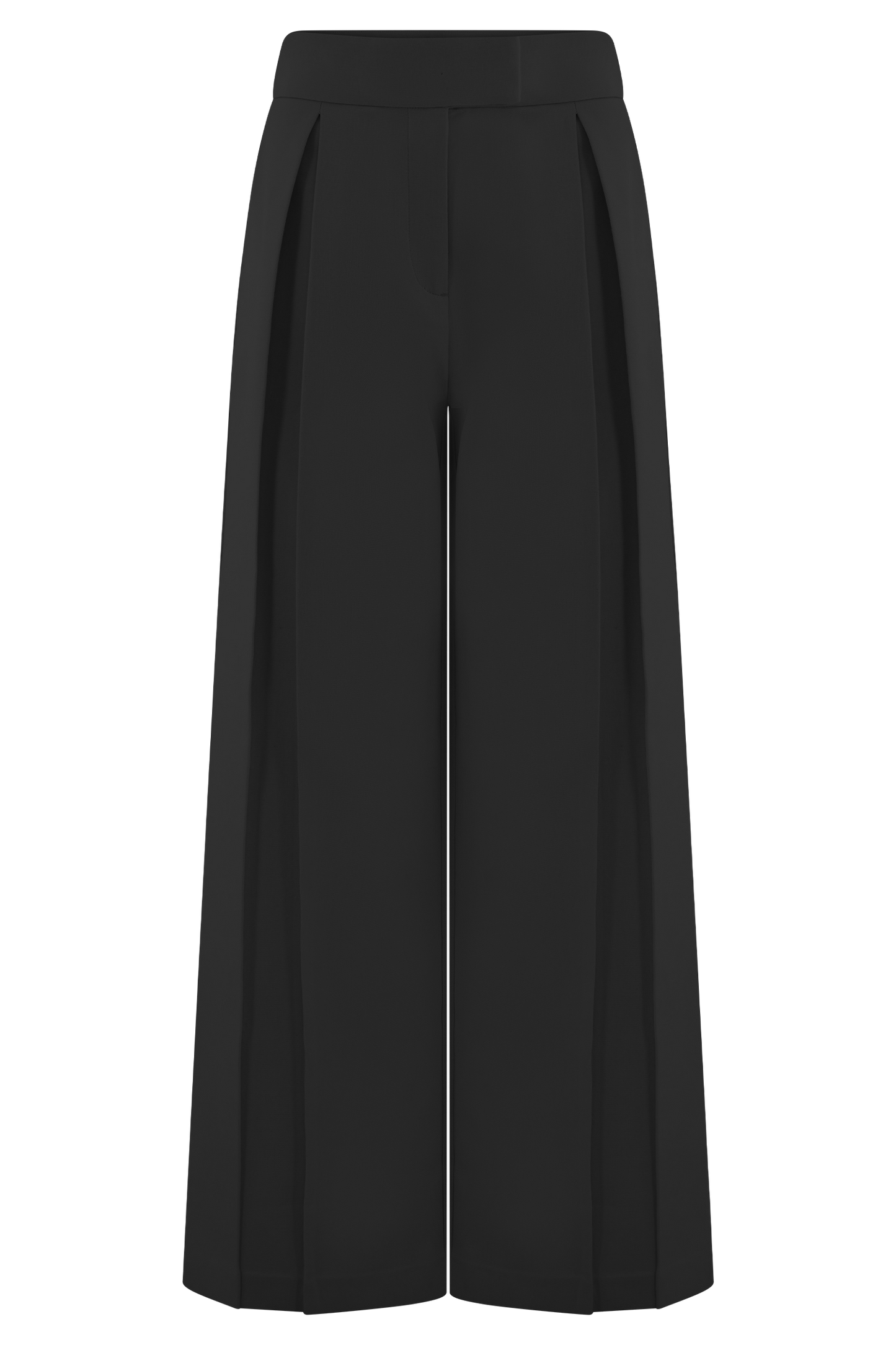 Pantalon en lin à jambes larges et taille mi-hauteur Raya - Noir