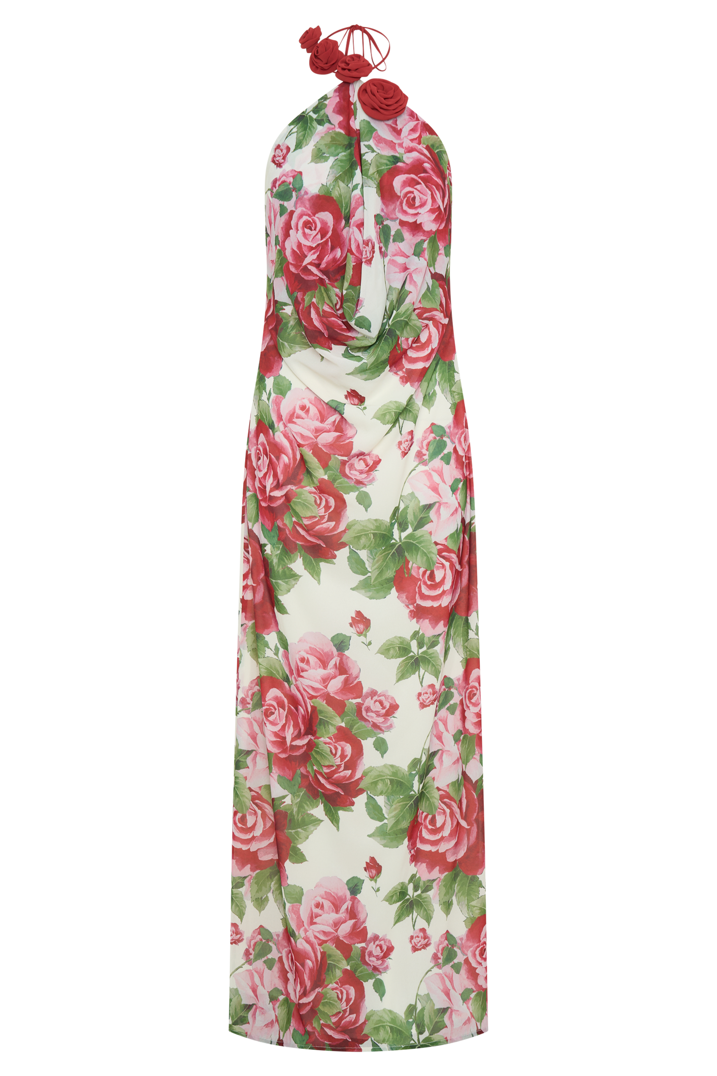 Robe Maxi Col Chandail Rosalia - Imprimé Rose Sonia