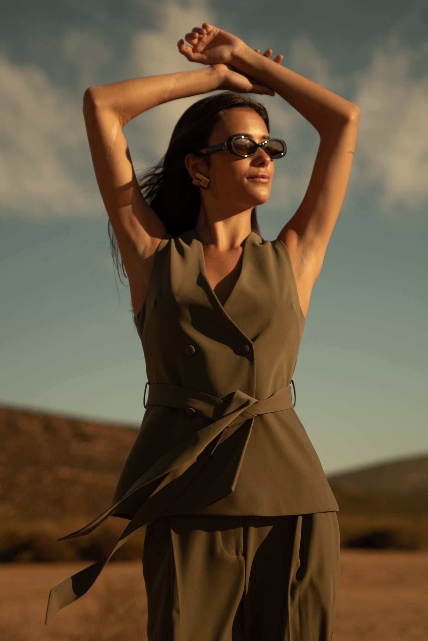 Gilet long Amelie - Olive militaire