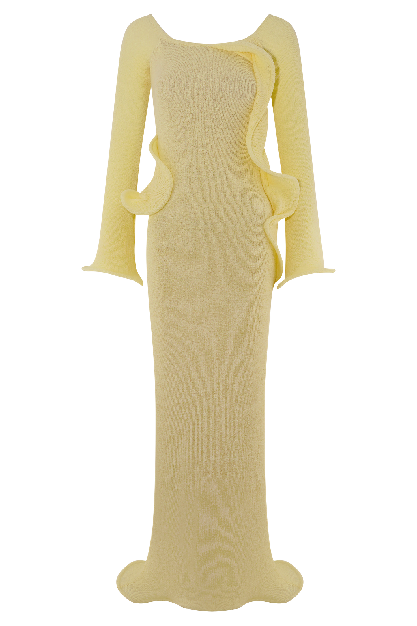 Sandrine Robe Maxi Tricoté Décolleté Croisé - Citron