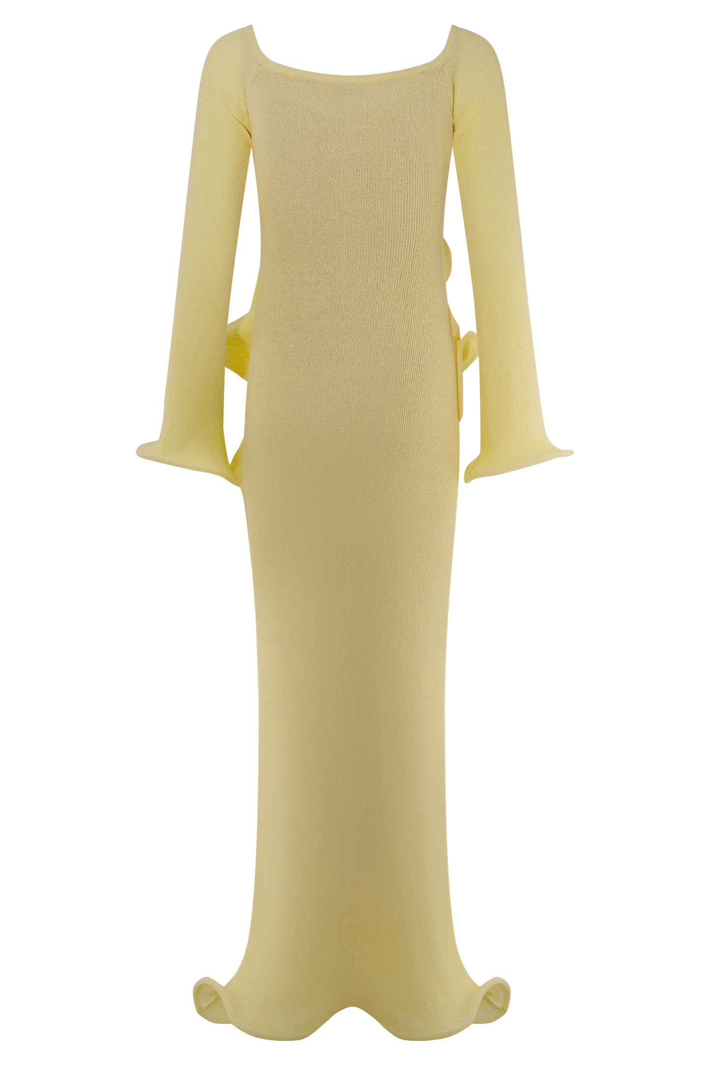 Sandrine Robe Maxi Tricoté Décolleté Croisé - Citron