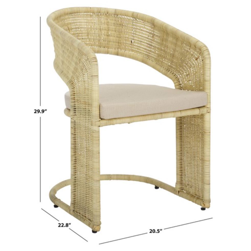 Chaise de salle à manger en rotin Krystalina, couleur naturelle