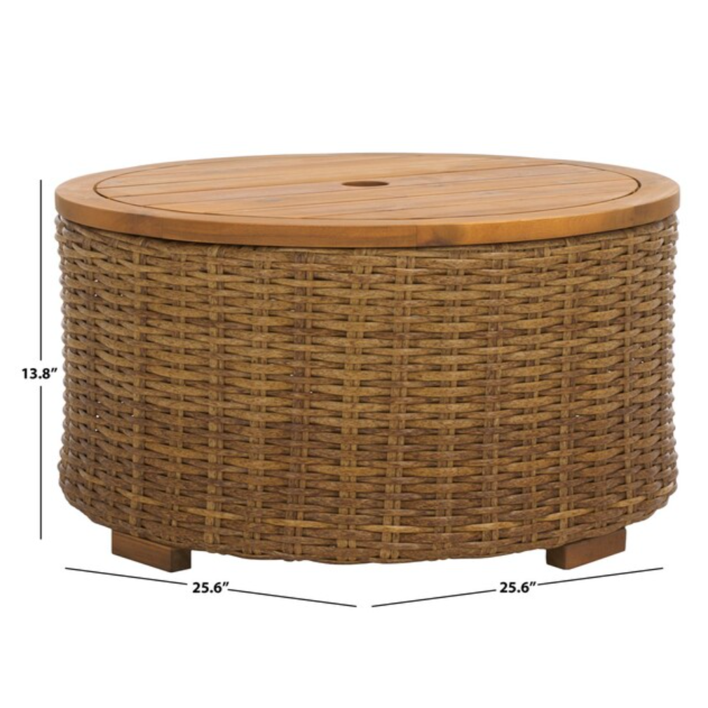 Table basse d'extérieur Anguilla en osier naturel