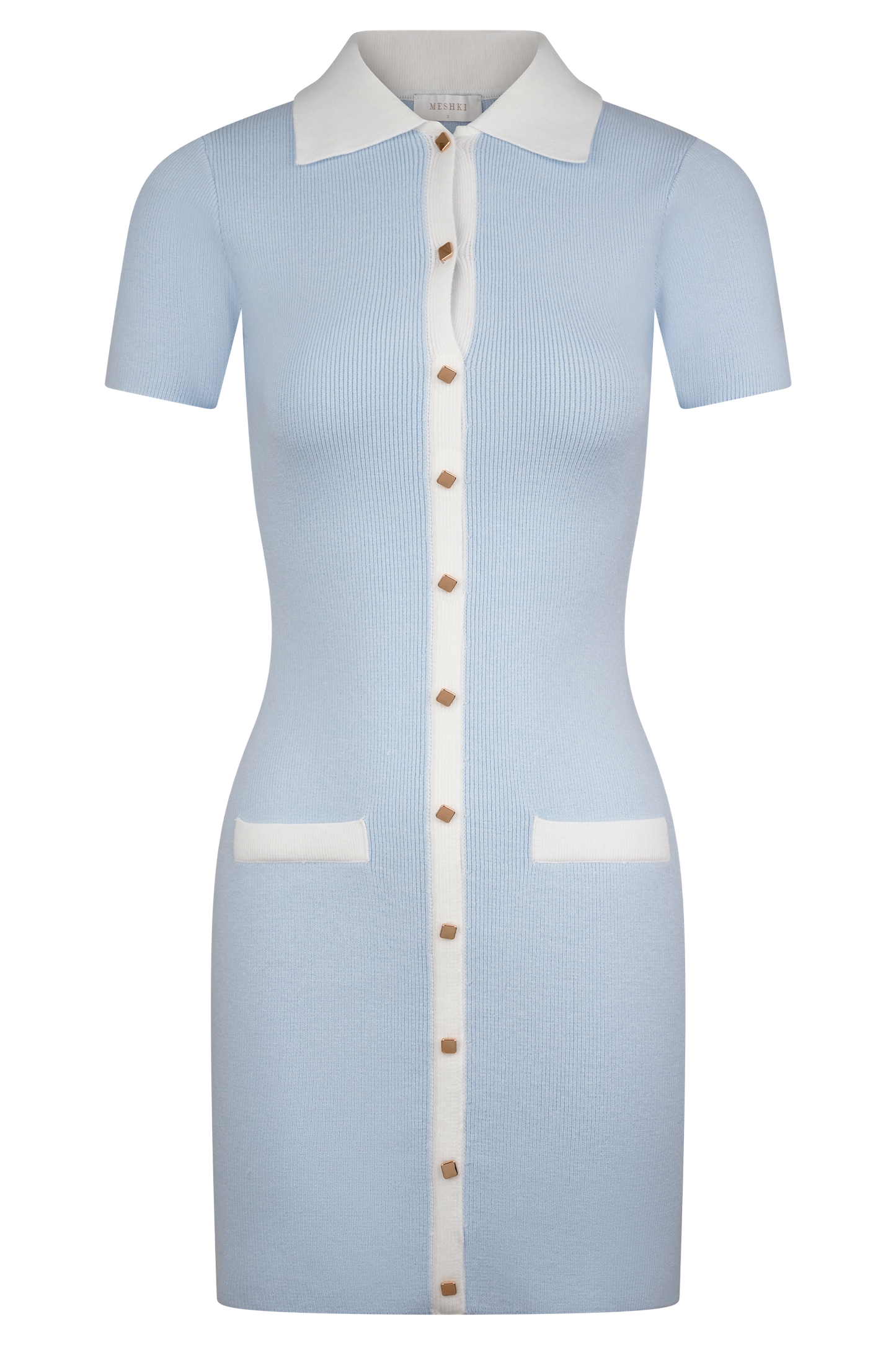 Mini-robe Seema à contraste - Bleu clair/blanc