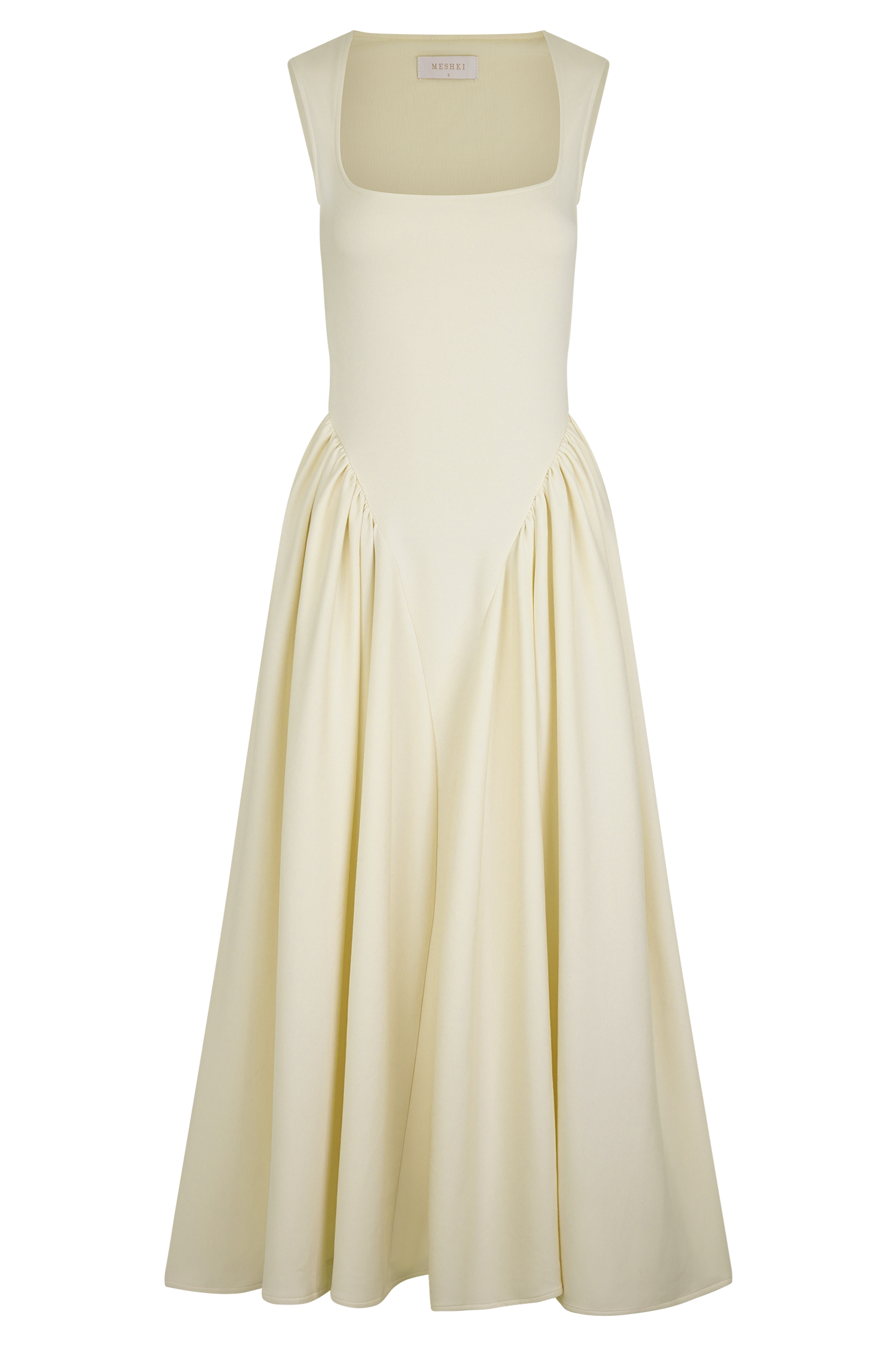Robe mi-longue en jersey scuba Sharon - Ivoire