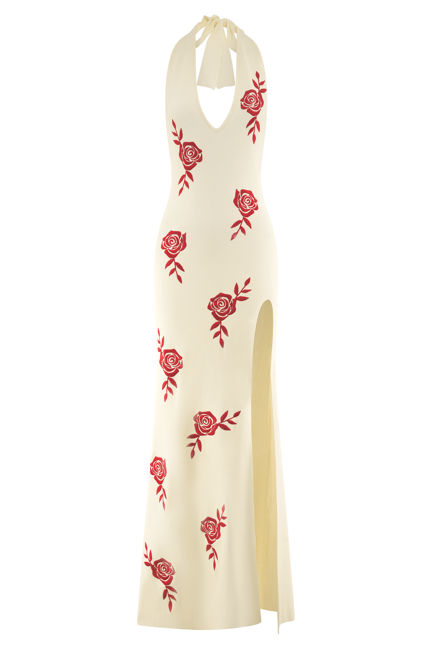 Robe Maxi à Manches Frangées en Tricot Shiloh Rose - Ivoire