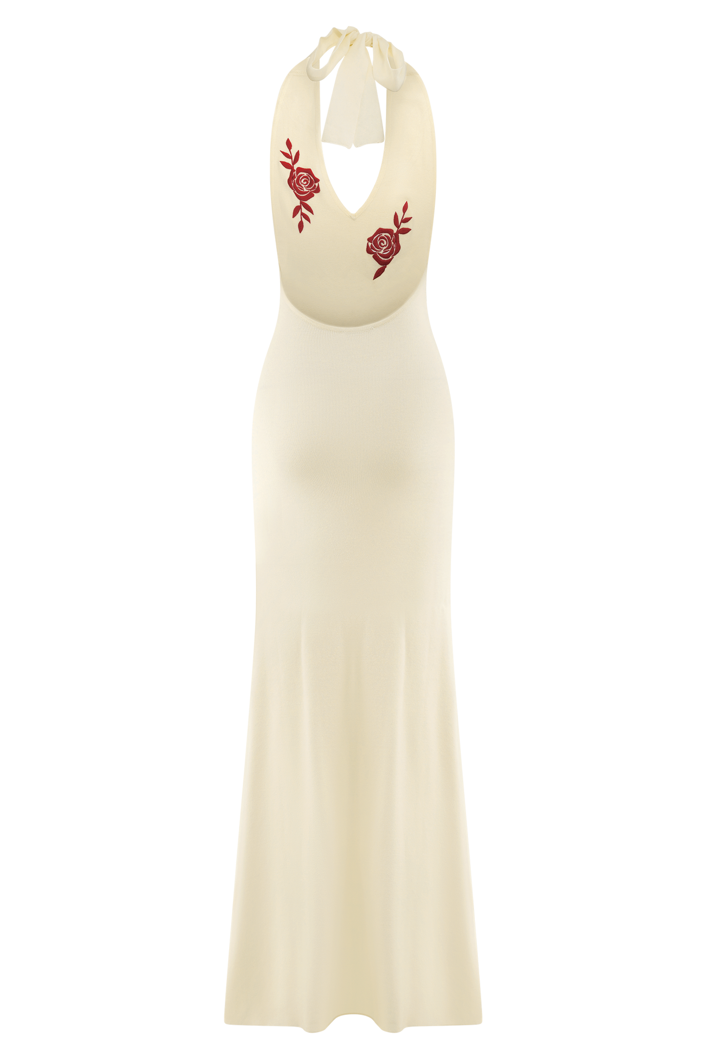 Robe Maxi à Manches Frangées en Tricot Shiloh Rose - Ivoire