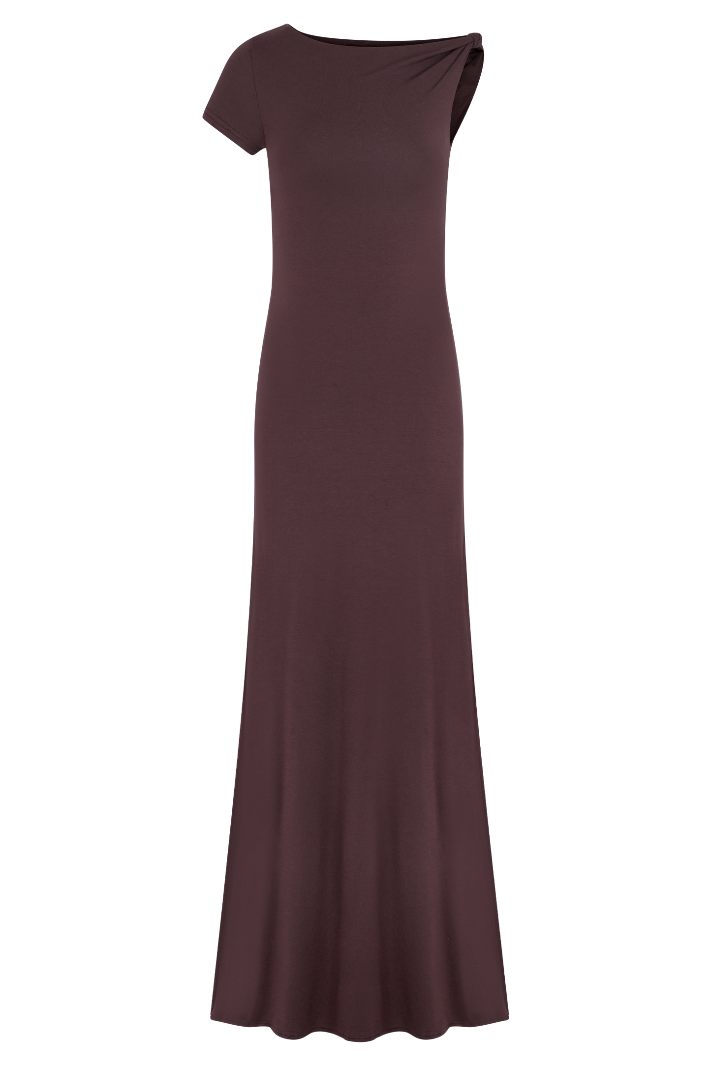 Robe Maxi Tamsin en Modal à Manches Courtes - Brun-Rouge