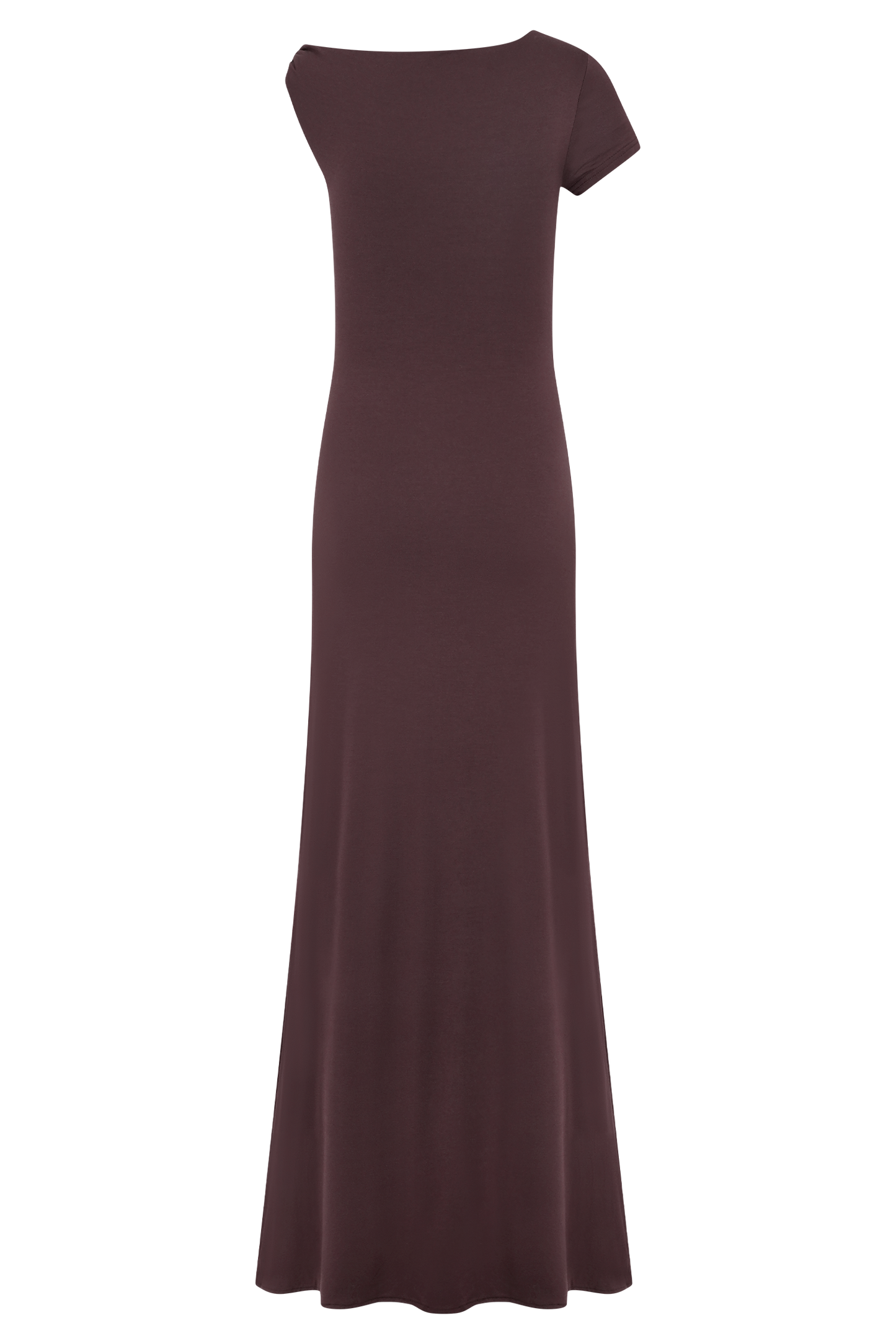 Robe Maxi Tamsin en Modal à Manches Courtes - Brun-Rouge