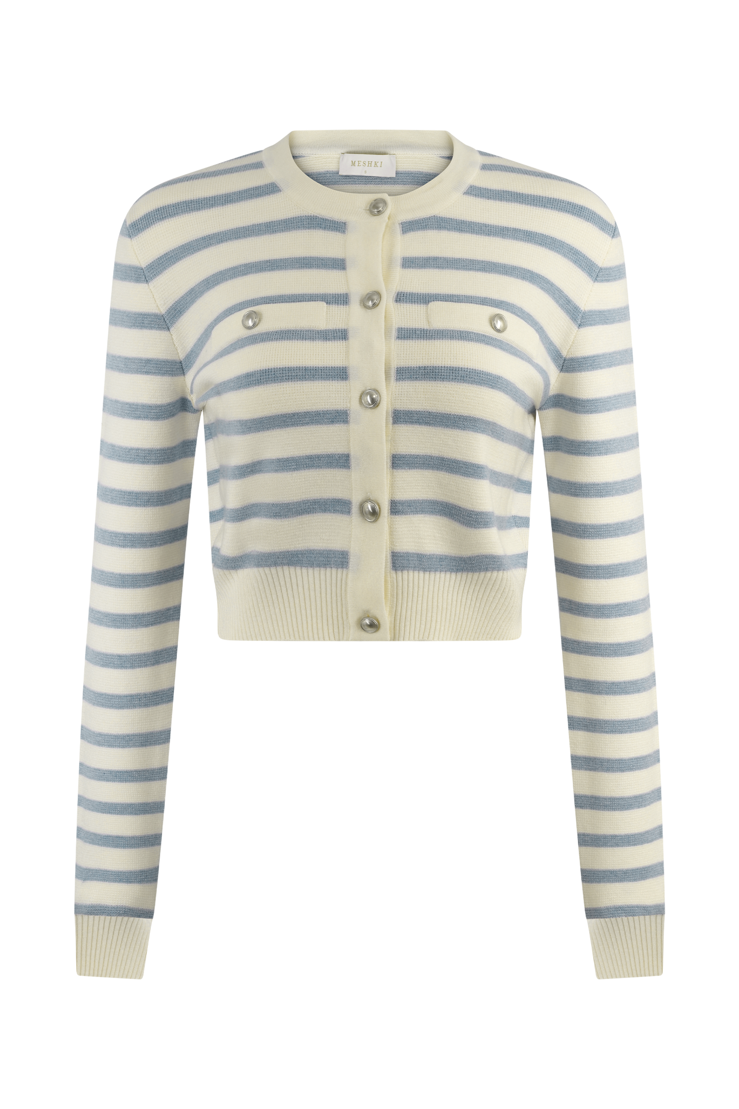Cardigan en tricot rayé Tanner - Bleu clair/blanc