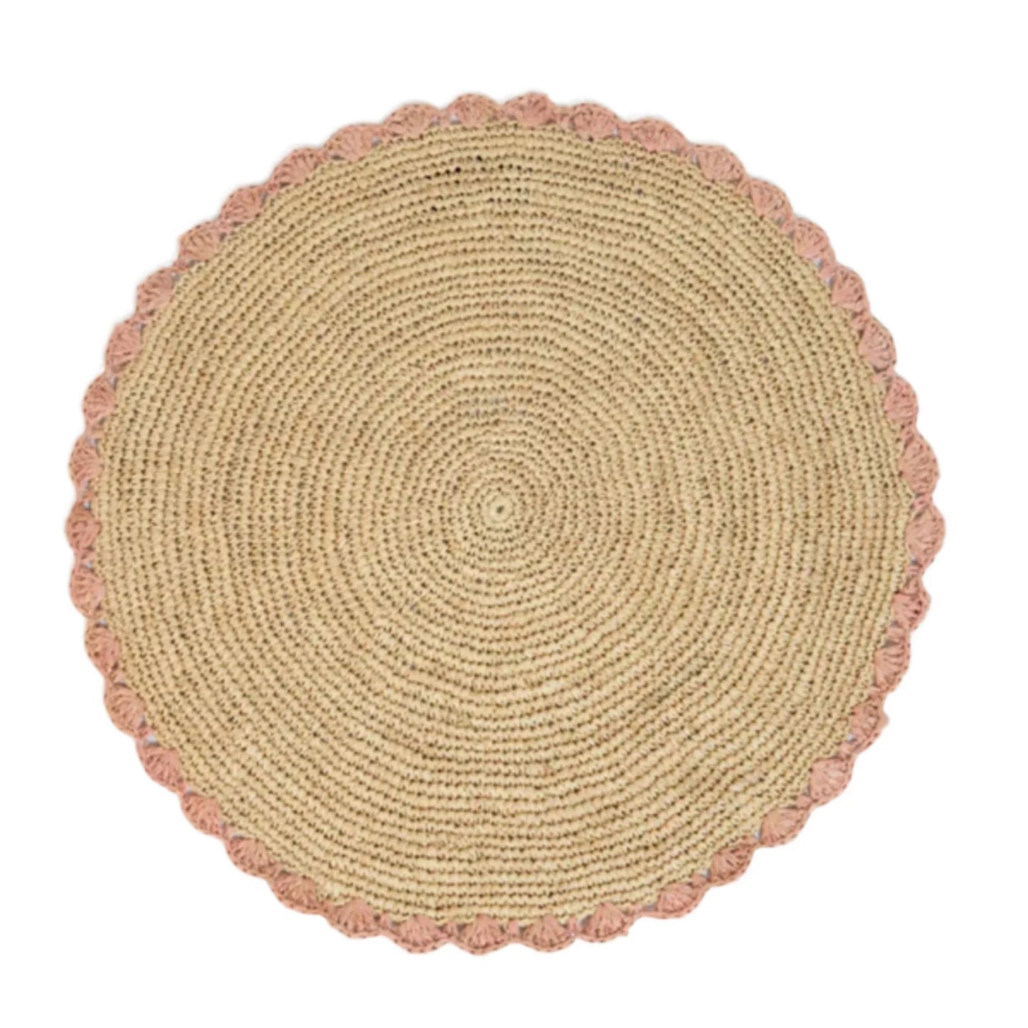Set de table Aura Pink, plateau en raphia tissé