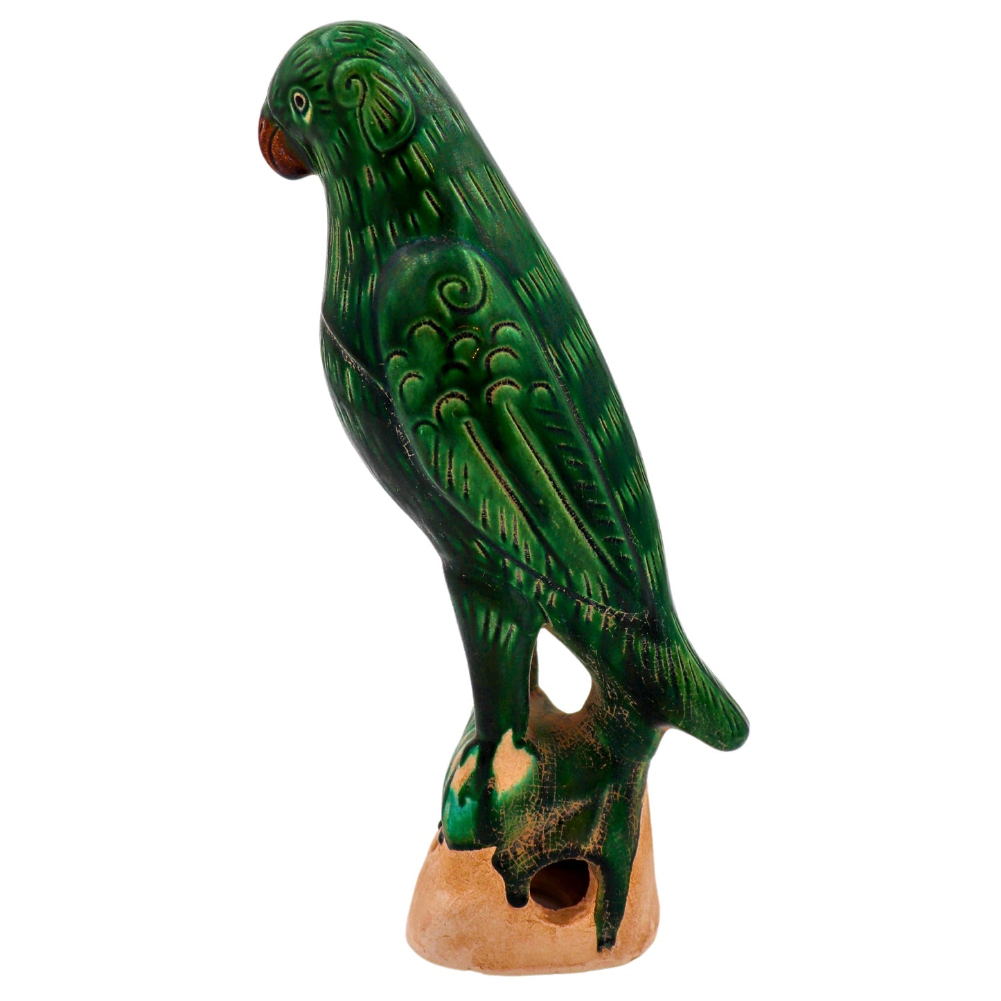 Perroquet en céramique peint à la main Verde Voyager en vert