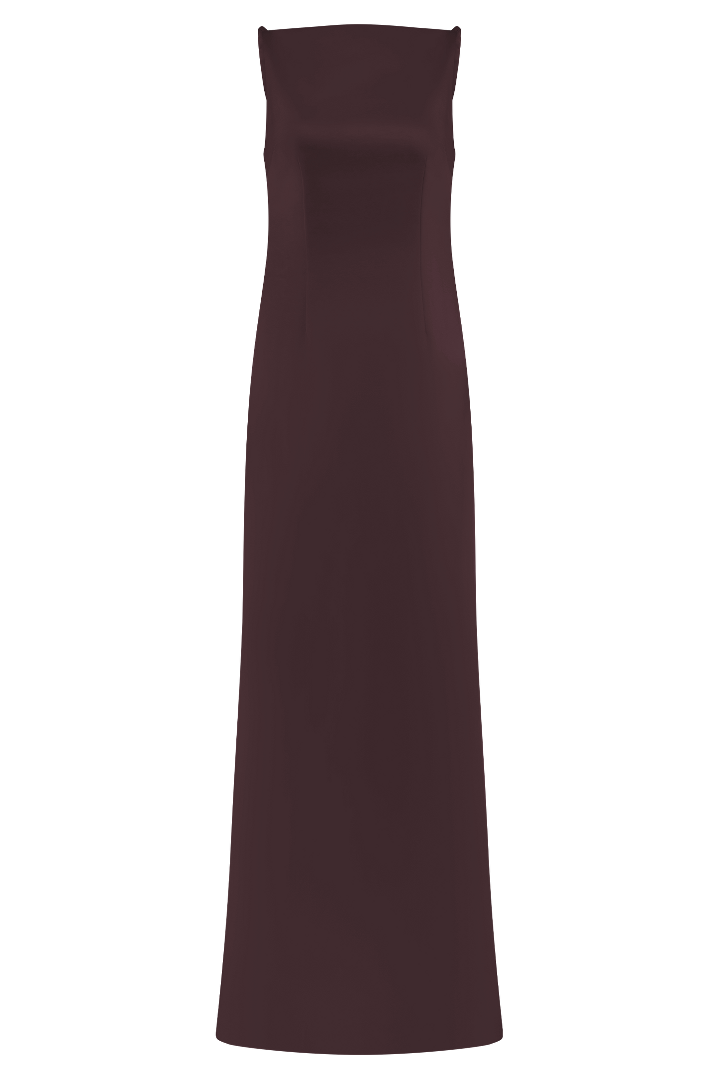 Violet Robe Maxi en Satin Sans Manches - Chocolat Noir