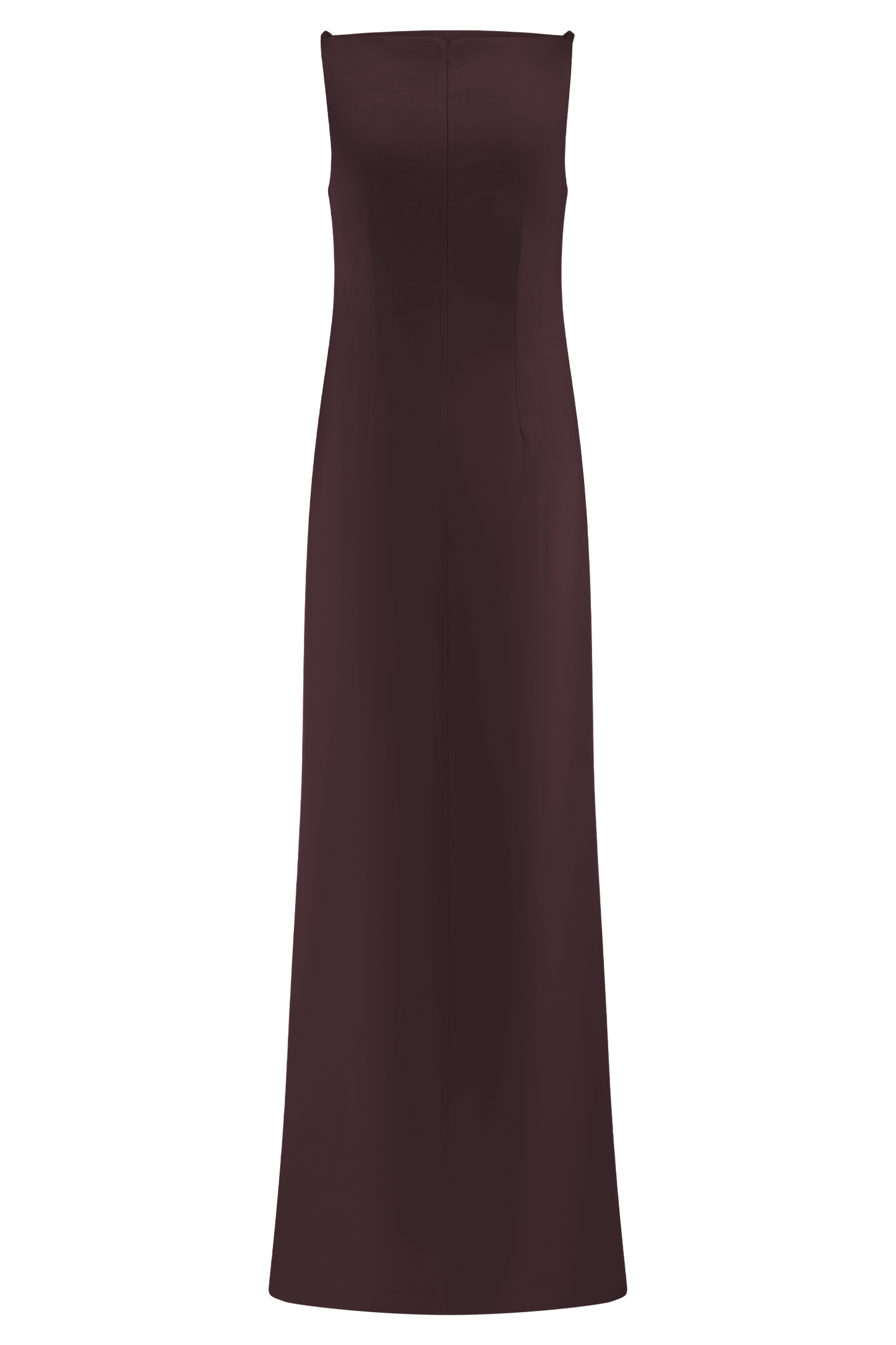 Violet Robe Maxi en Satin Sans Manches - Chocolat Noir