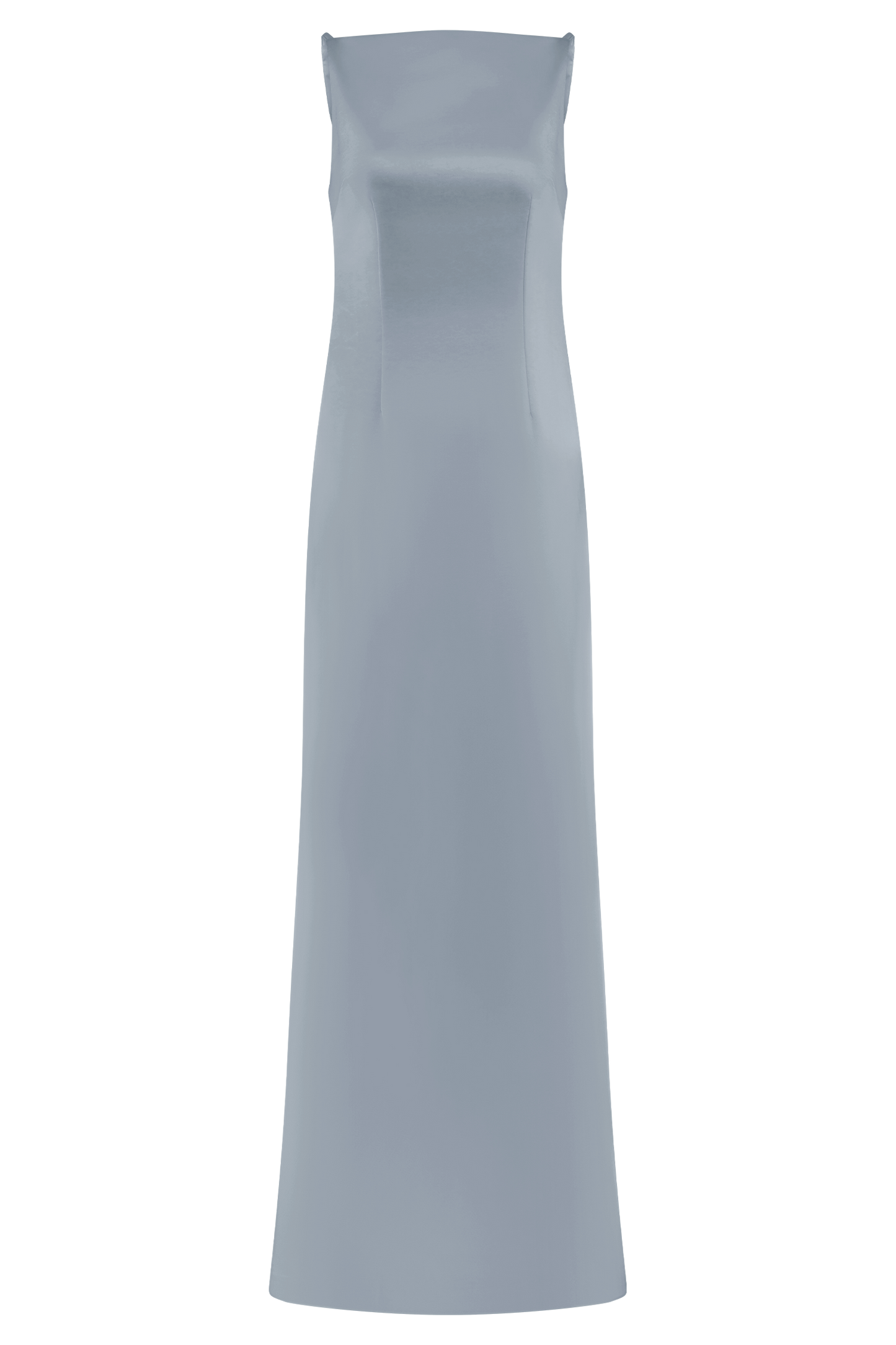 Robe Maxi en Satin Violet Sans Manches - Bleu Glacé