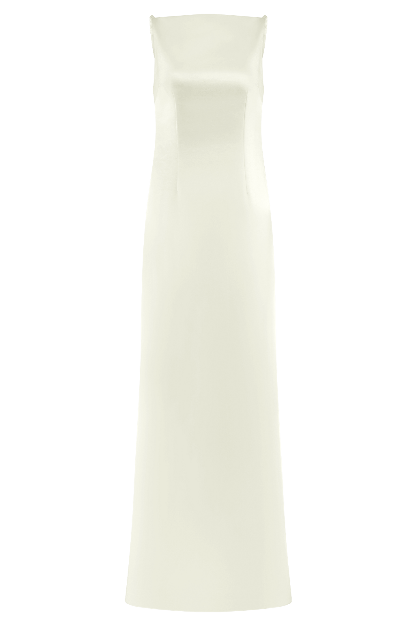 Violet Robe Maxi en Satin Sans Manches - Blanc