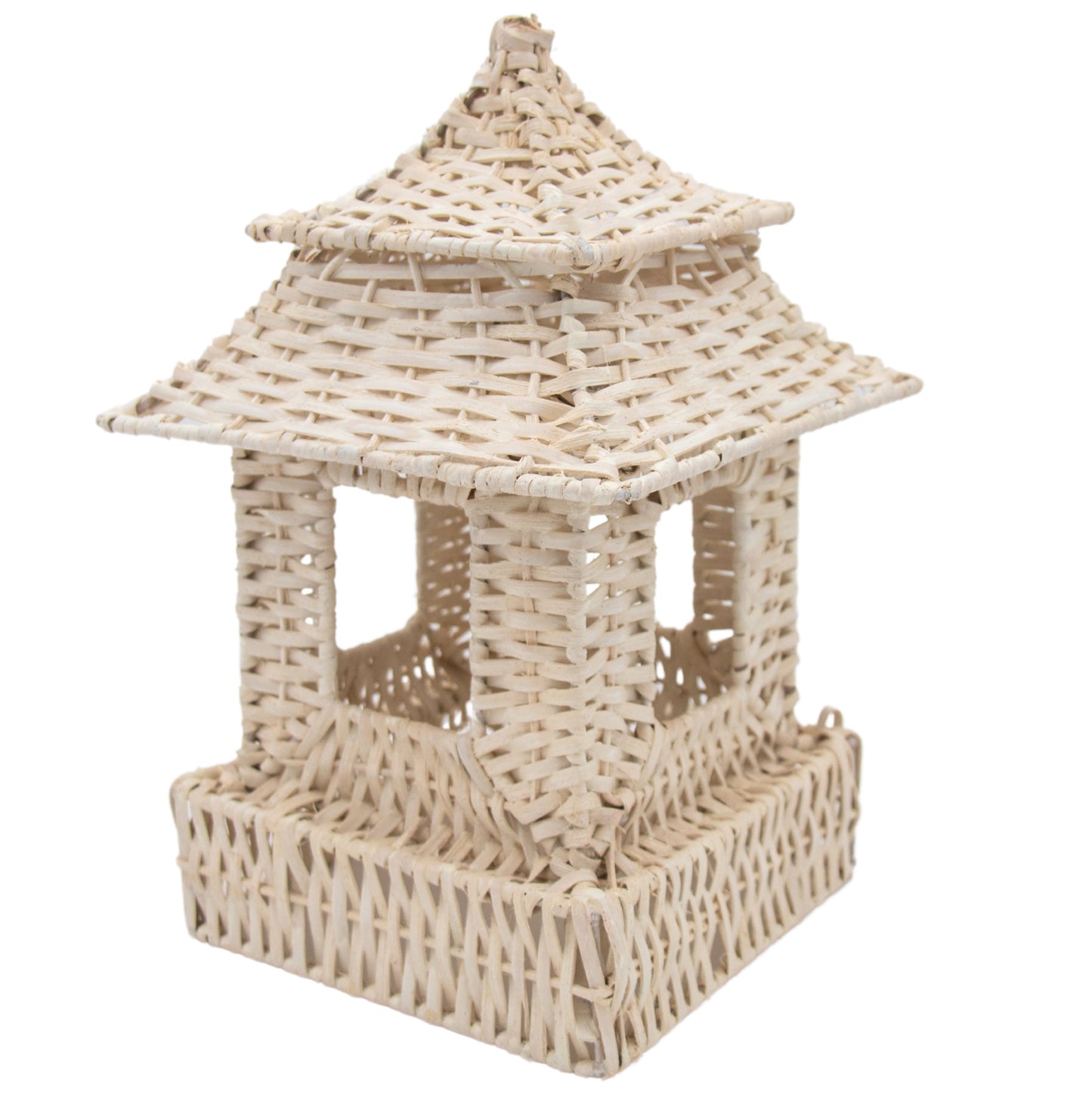 Grande pagode en rotin tressé à la main, blanche (lot de 2)