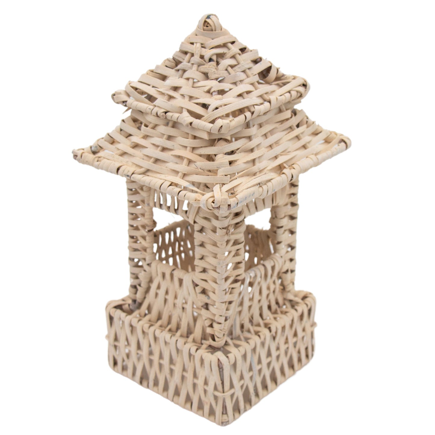 Grande pagode en rotin tressé à la main, blanche (lot de 2)